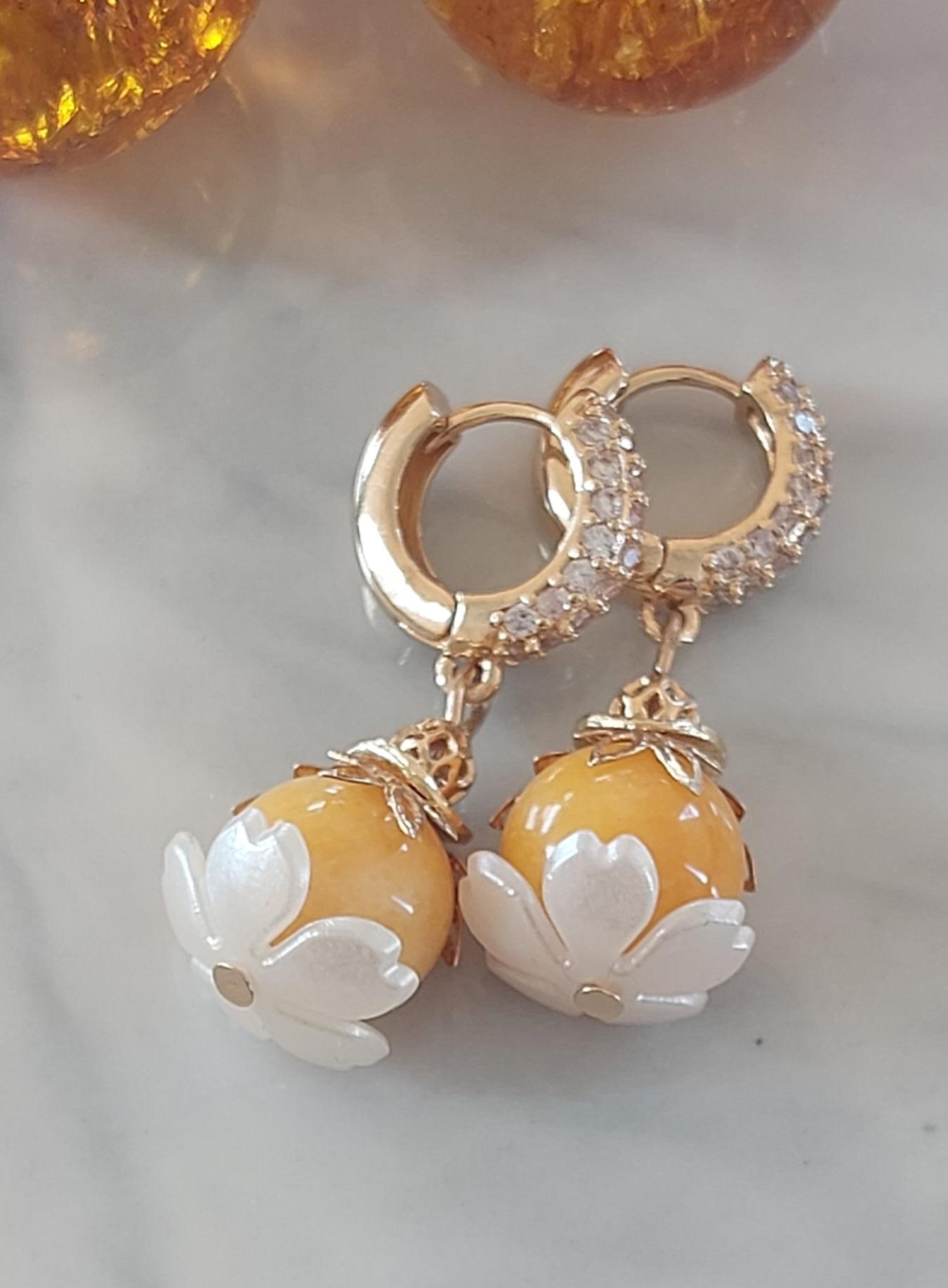 Σκουλαρίκια με κίτρινο Νεφρίτη 🎁