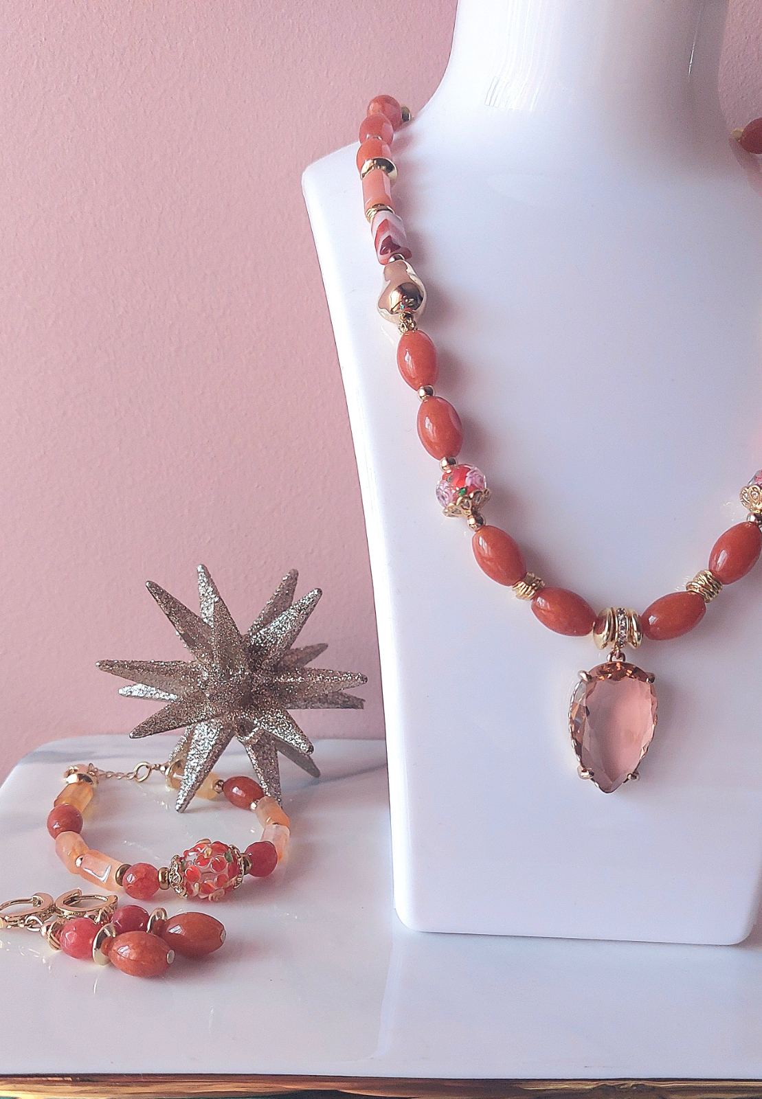  Σετ Κοσμημάτων με Πορτοκαλί Αχάτη