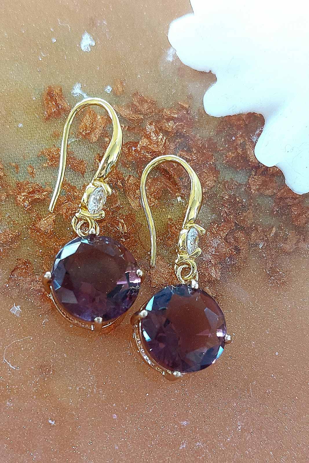 Σκουλαρίκια με ρουμπίνι 💜💜