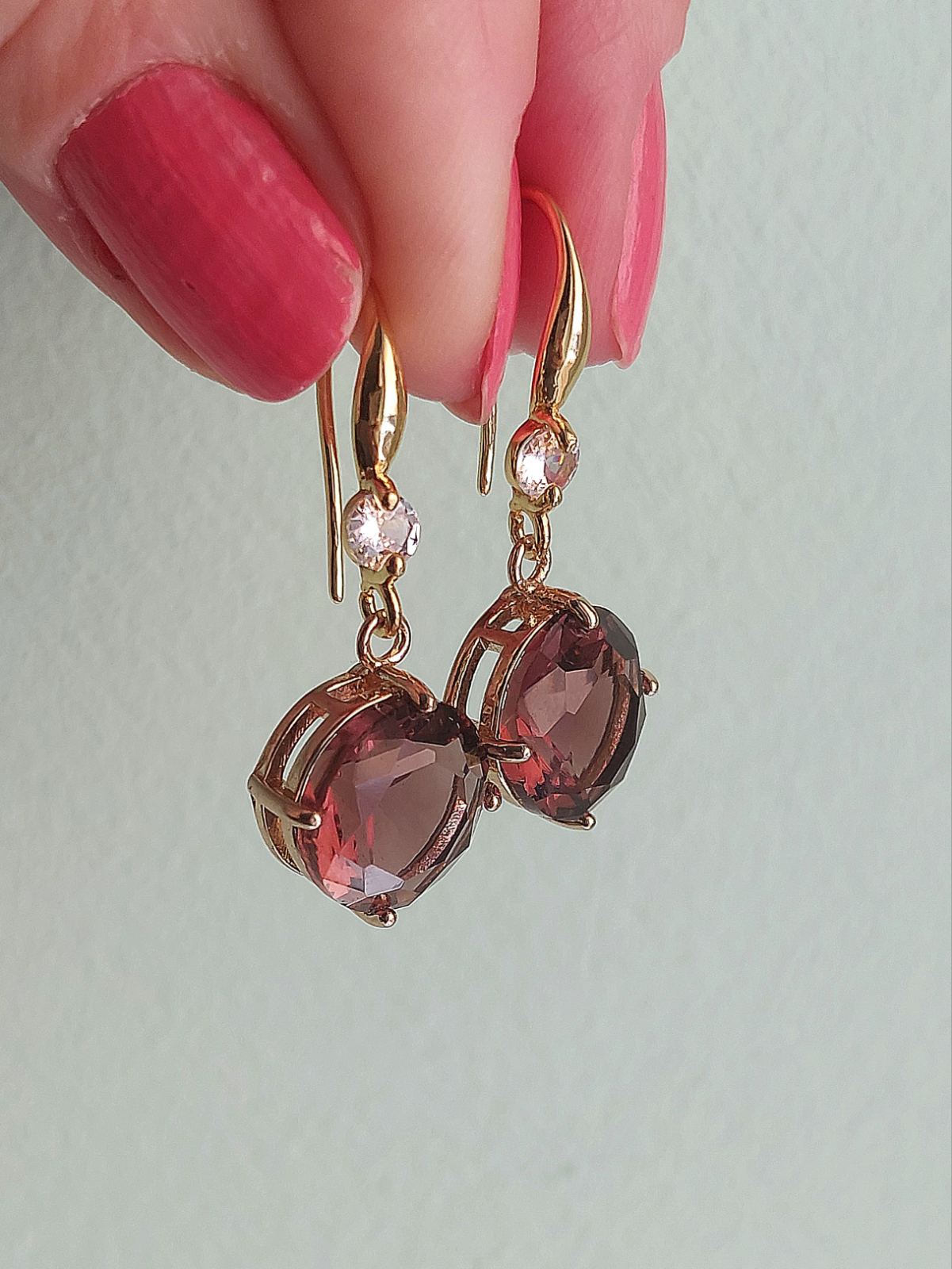 Σκουλαρίκια με ρουμπίνι 💜💜