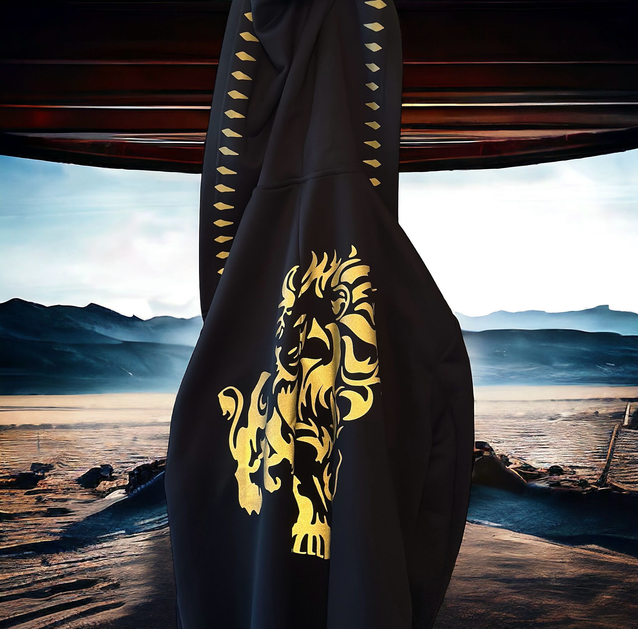 7 Lion Fitness Men's Cardigan with  Stunning Gold Reflective Accents