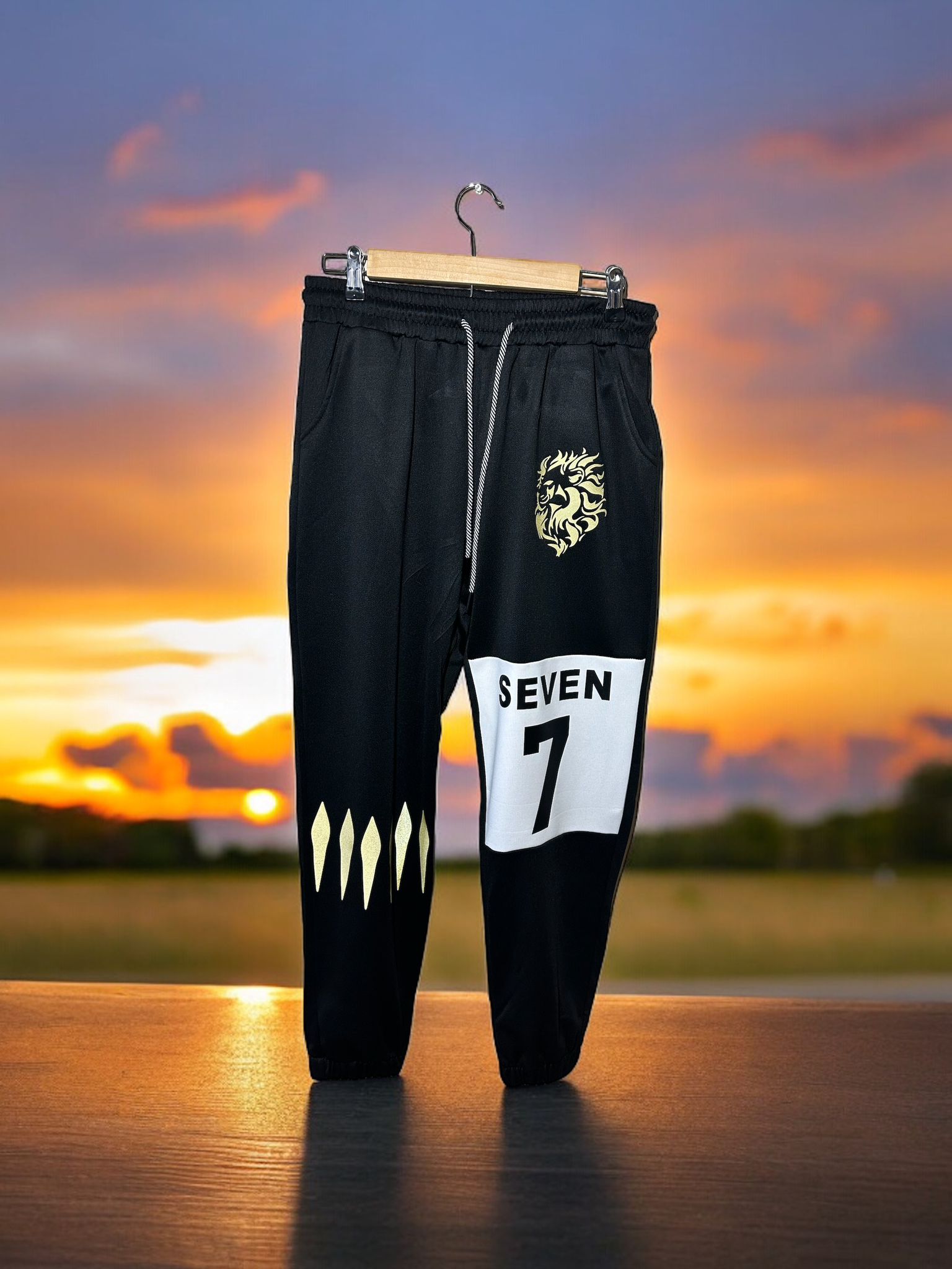 The 7 Lion Alpha Sweatpants, available in Grey, Black, Sky Blue, and Tan