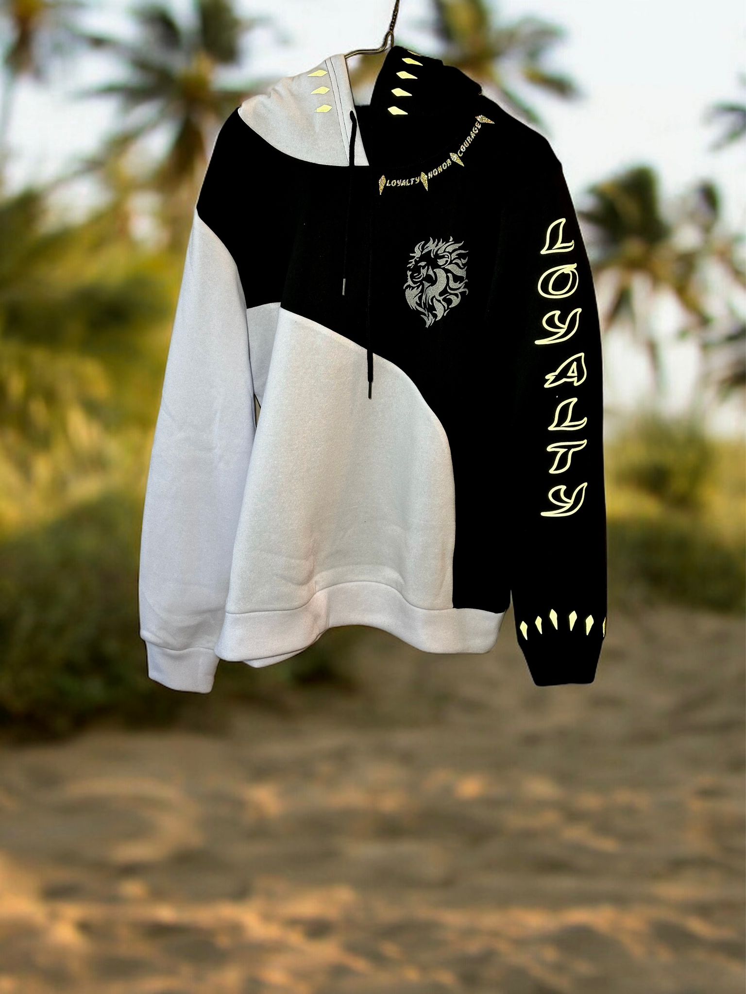 7 Lion Men's Alpha Lion Hoodie w/ Stunning Gold Reflective Accents