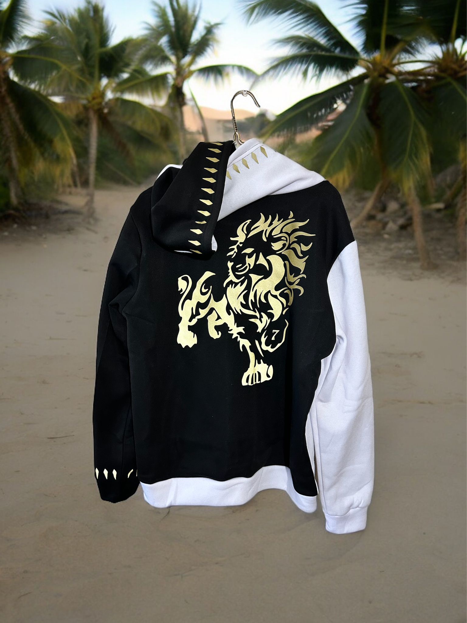 7 Lion Men's Alpha Lion Hoodie w/ Stunning Gold Reflective Accents