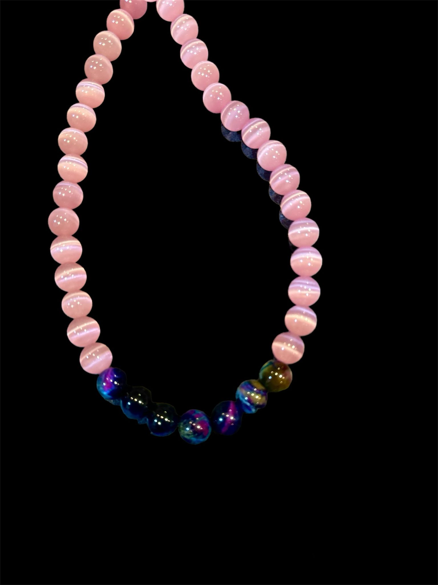 7 Lion Beaded Rose Quartz and Galaxy Tiger Eye Wrap Bracelet/Necklace