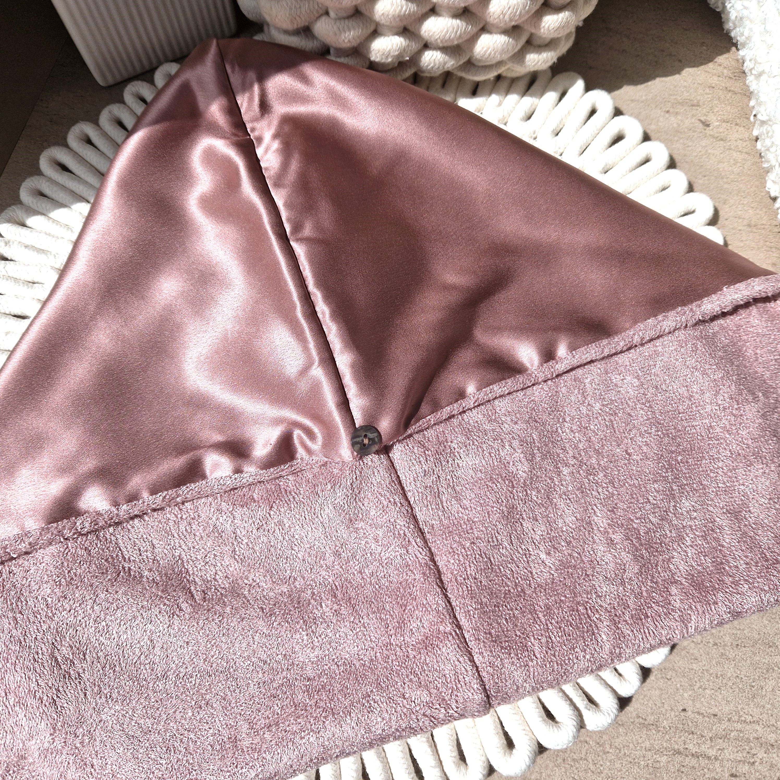 Pelenų rožinis dvipusis plaukų rankšluostis