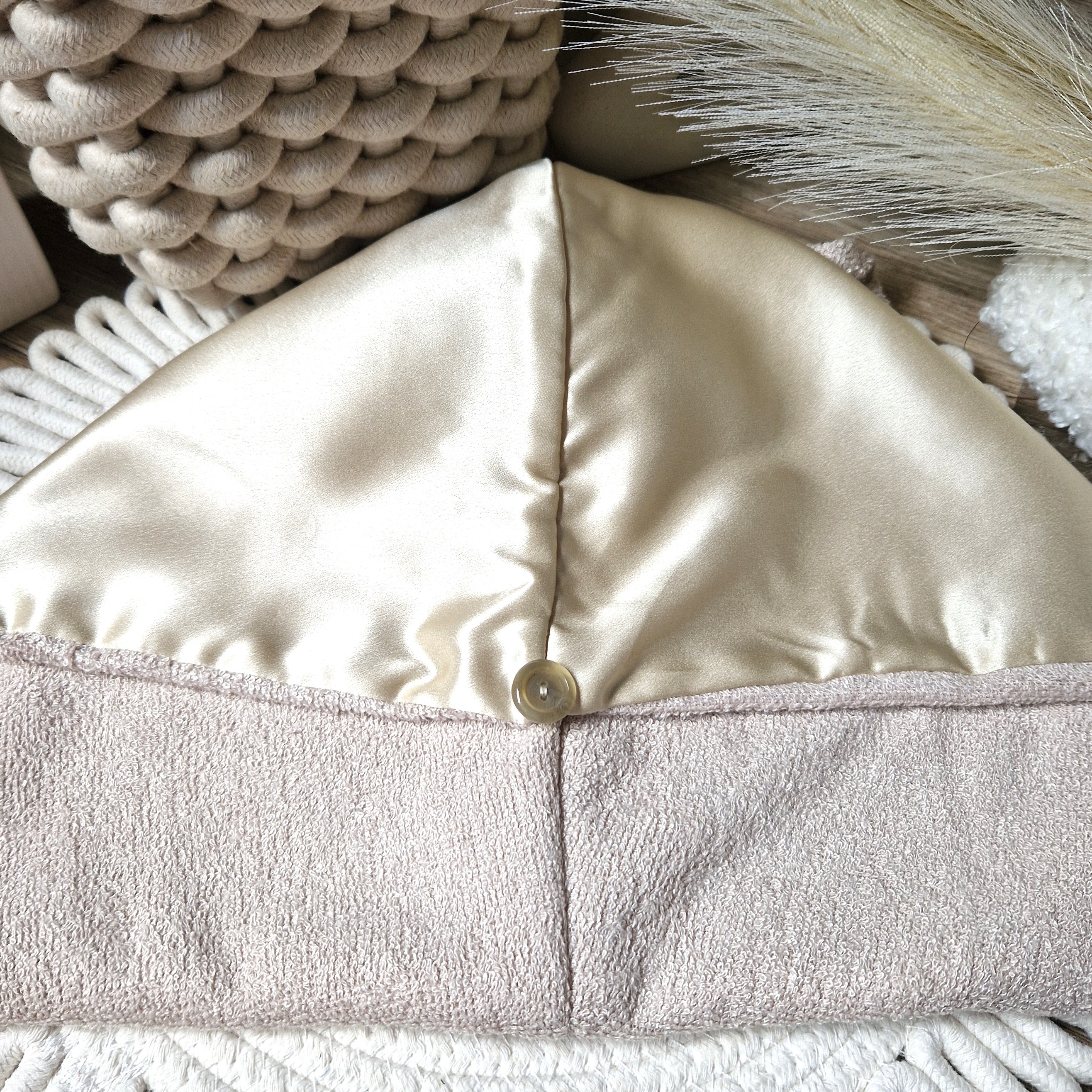 Šampaninis dvipusis plaukų rankšluostis