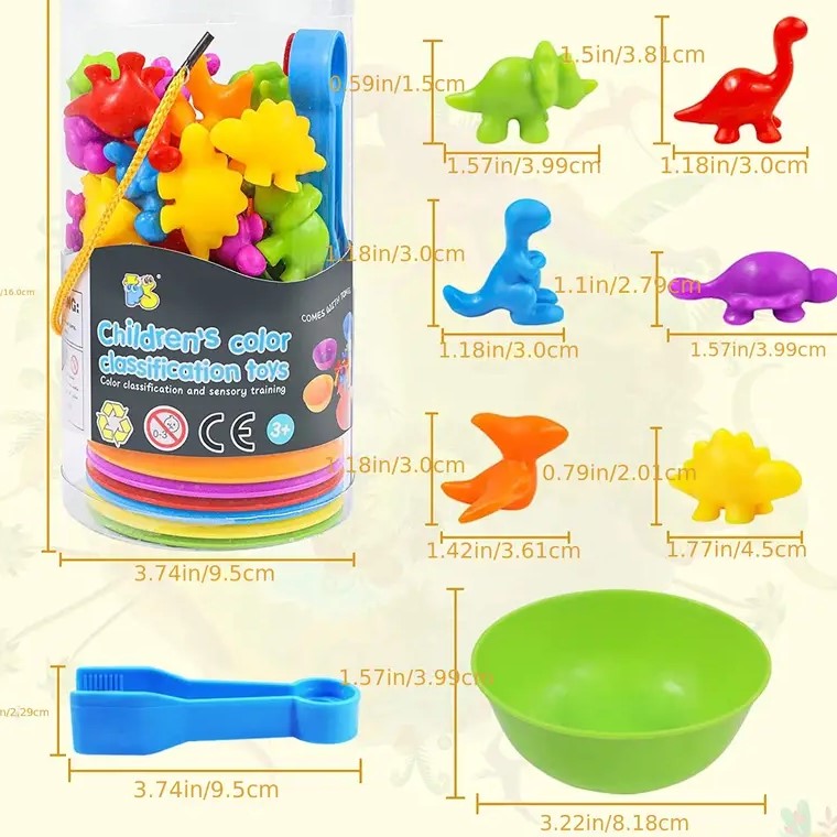 Jeu de tri et de motricité fine - Dinosaures