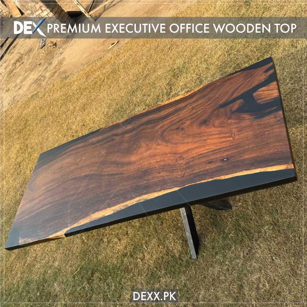 Large size Executive office solid wooden Table top (premium matte finish with epoxy)
