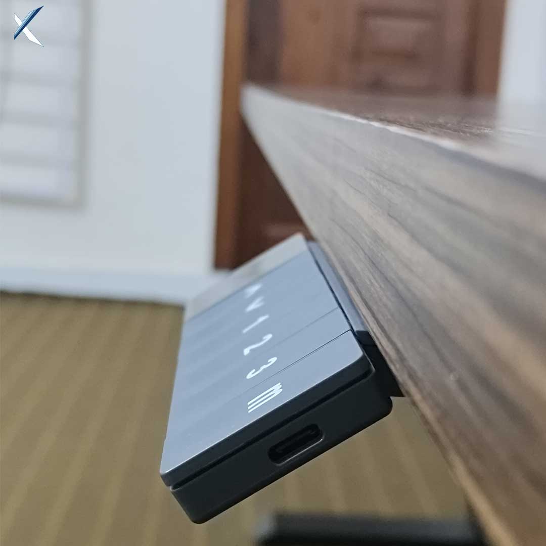 LIFT X3 | the best Smart height adjustable sit stand desk black Frame and brown wooden texture top 