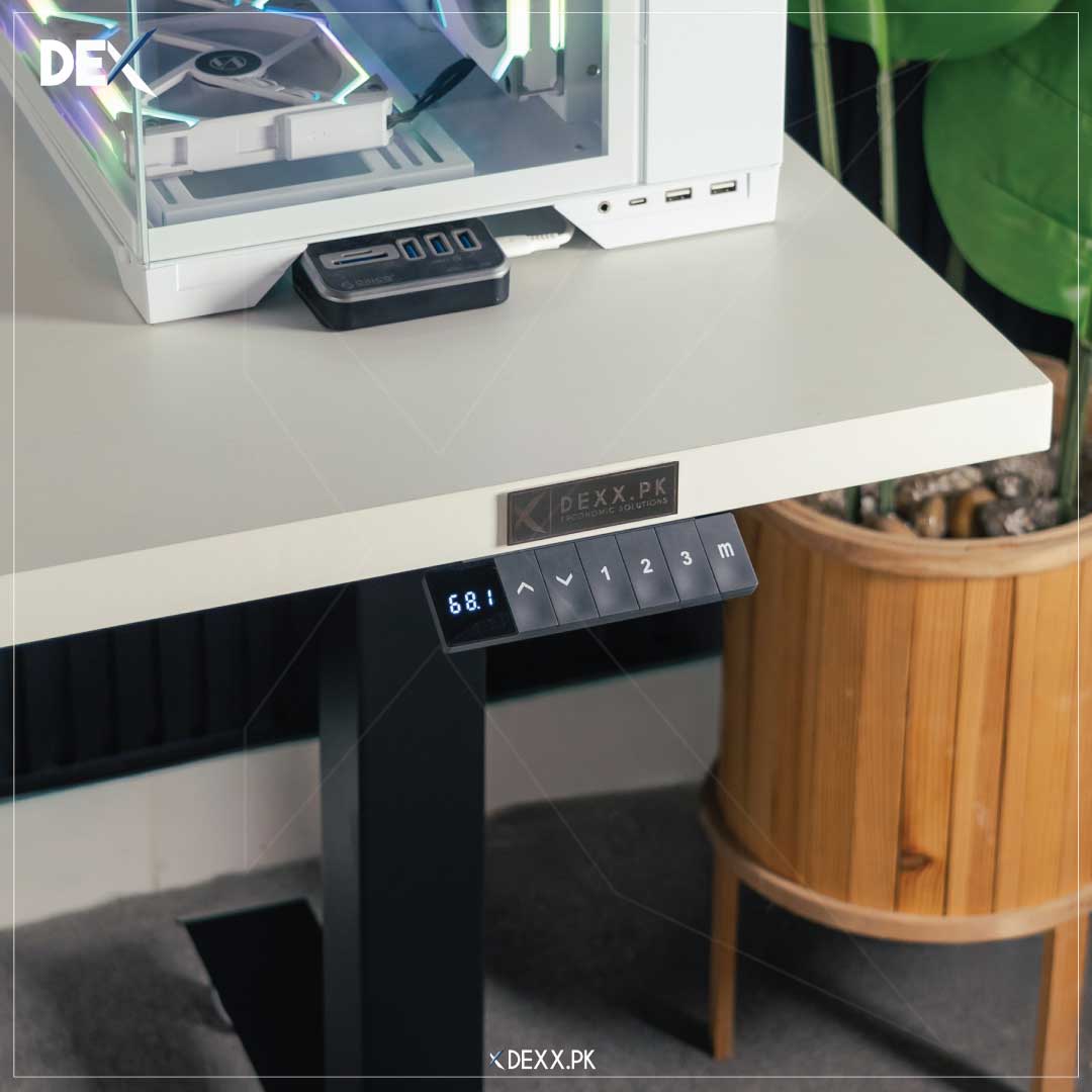 LIFT X3 | Smart standing height adjustable desk black Frame and white table top