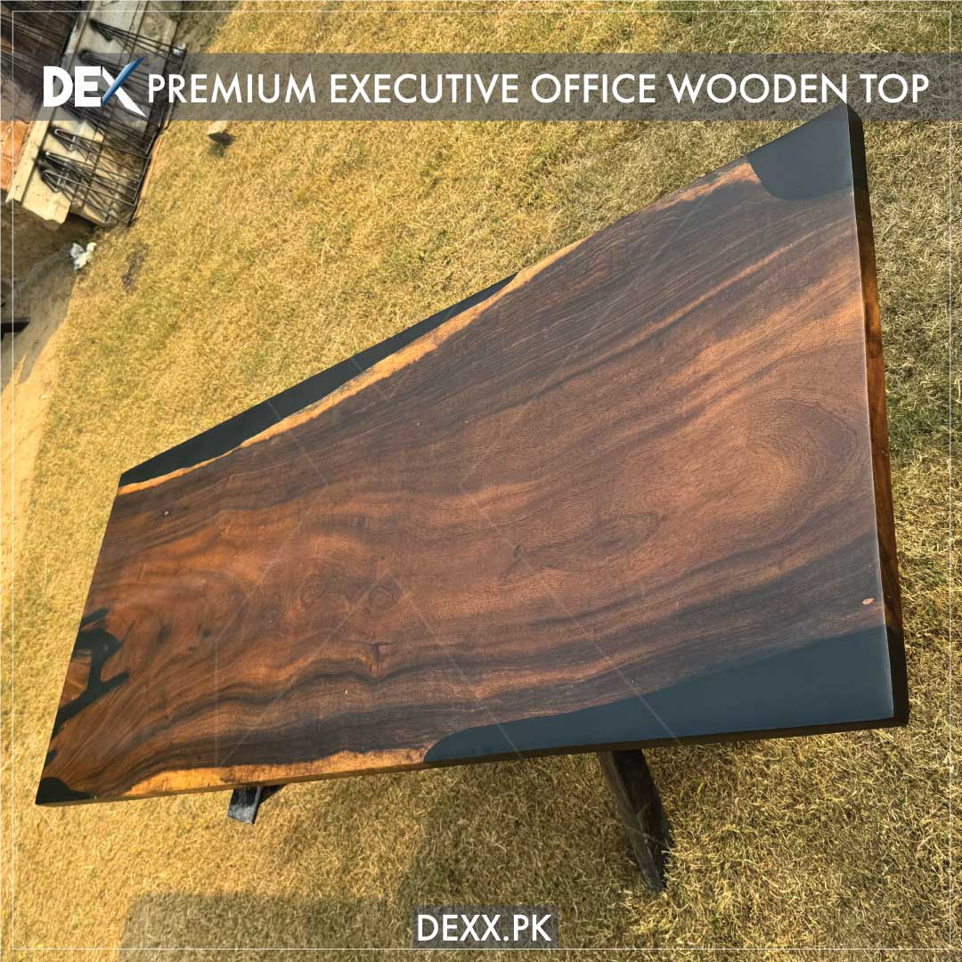 Large size Executive office solid wooden Table top (premium matte finish with epoxy)