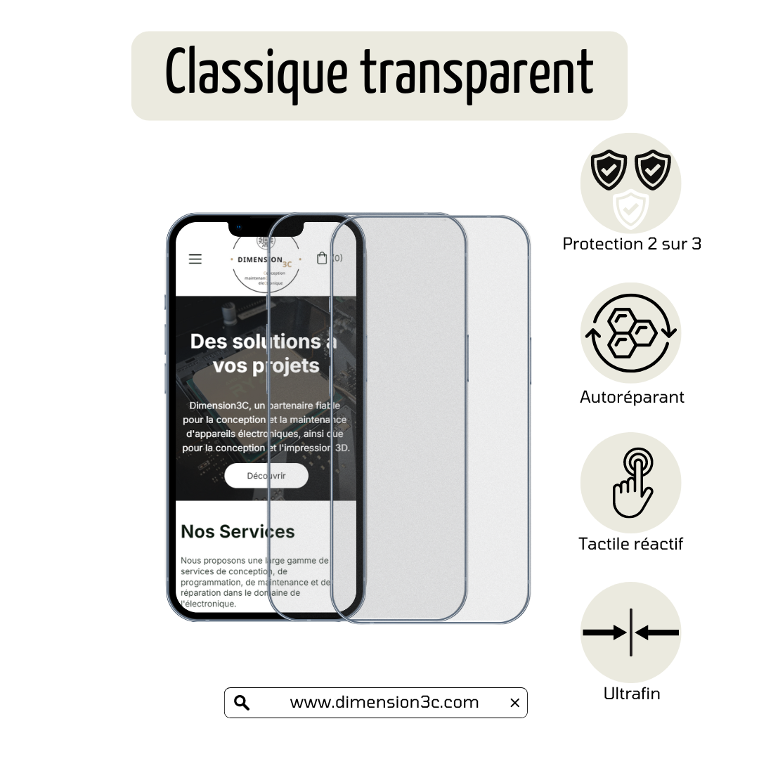 2x Protection d'écran hydrogel classique pour Apple
