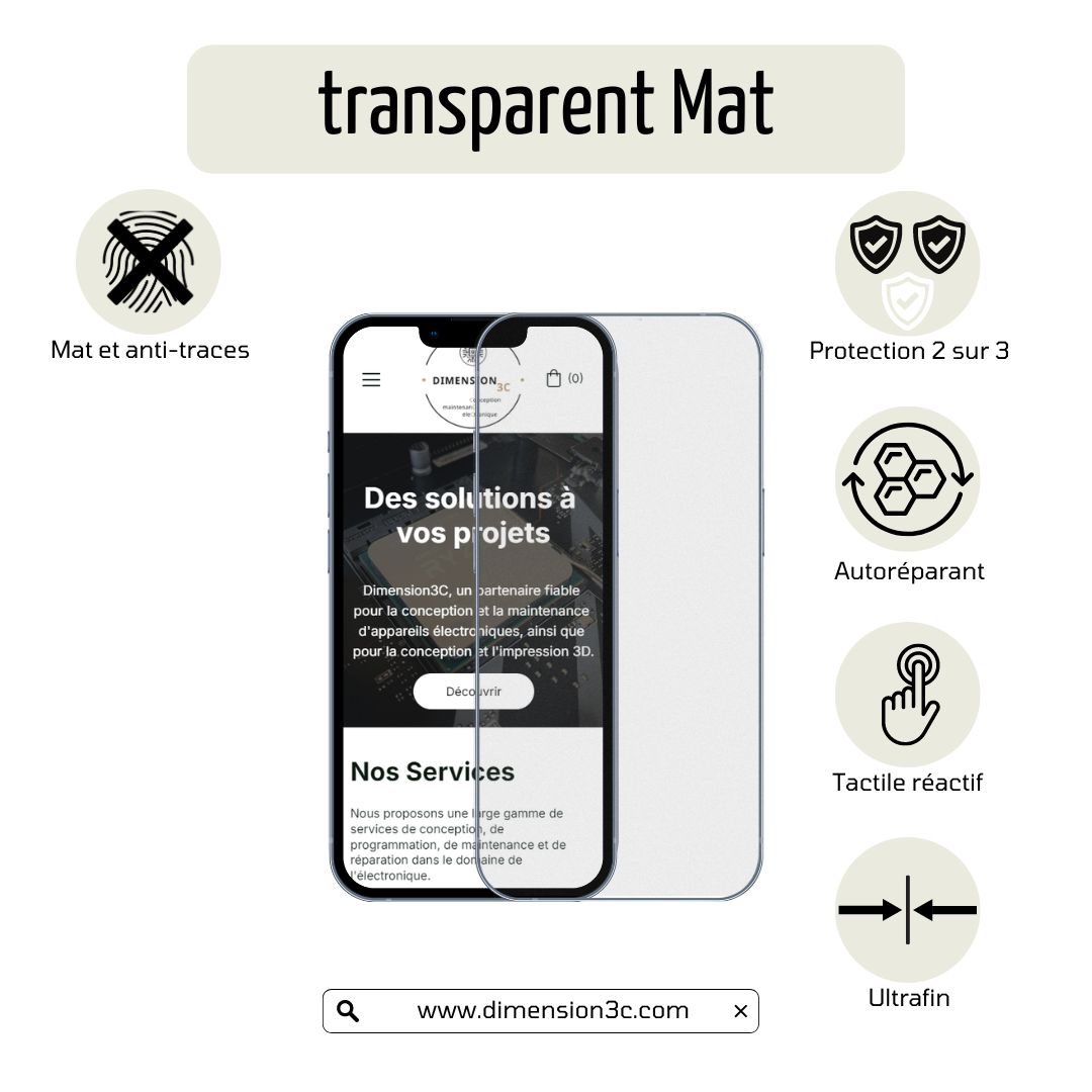 2x Protection d'écran hydrogel transparent Mat pour Apple