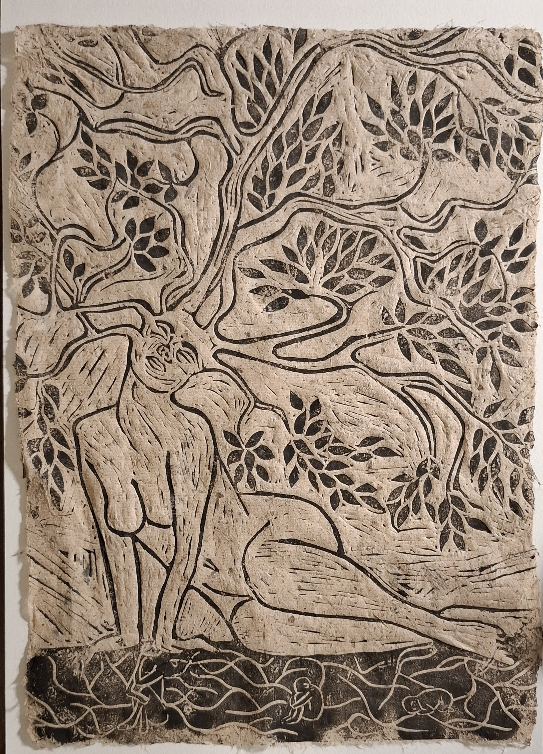 Handgemachter Kunstdruck auf Naturpapier