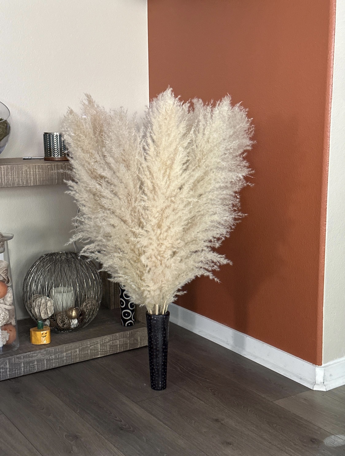 Pampas touffues naturelles crème et rosé/violacé 90cm à 120cm