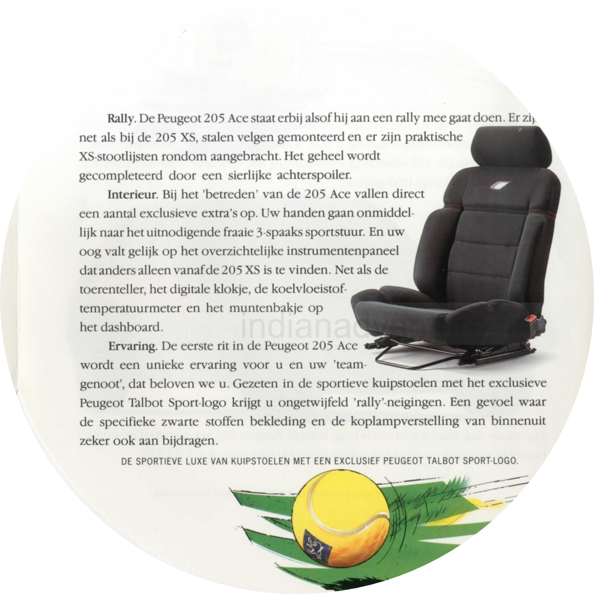 Brochure Peugeot 205 Ace (Pays-Bas)