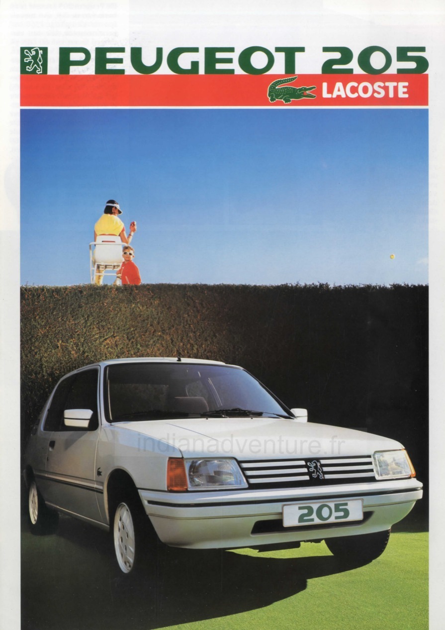 Brochure Peugeot 205 Lacoste (Belgique)