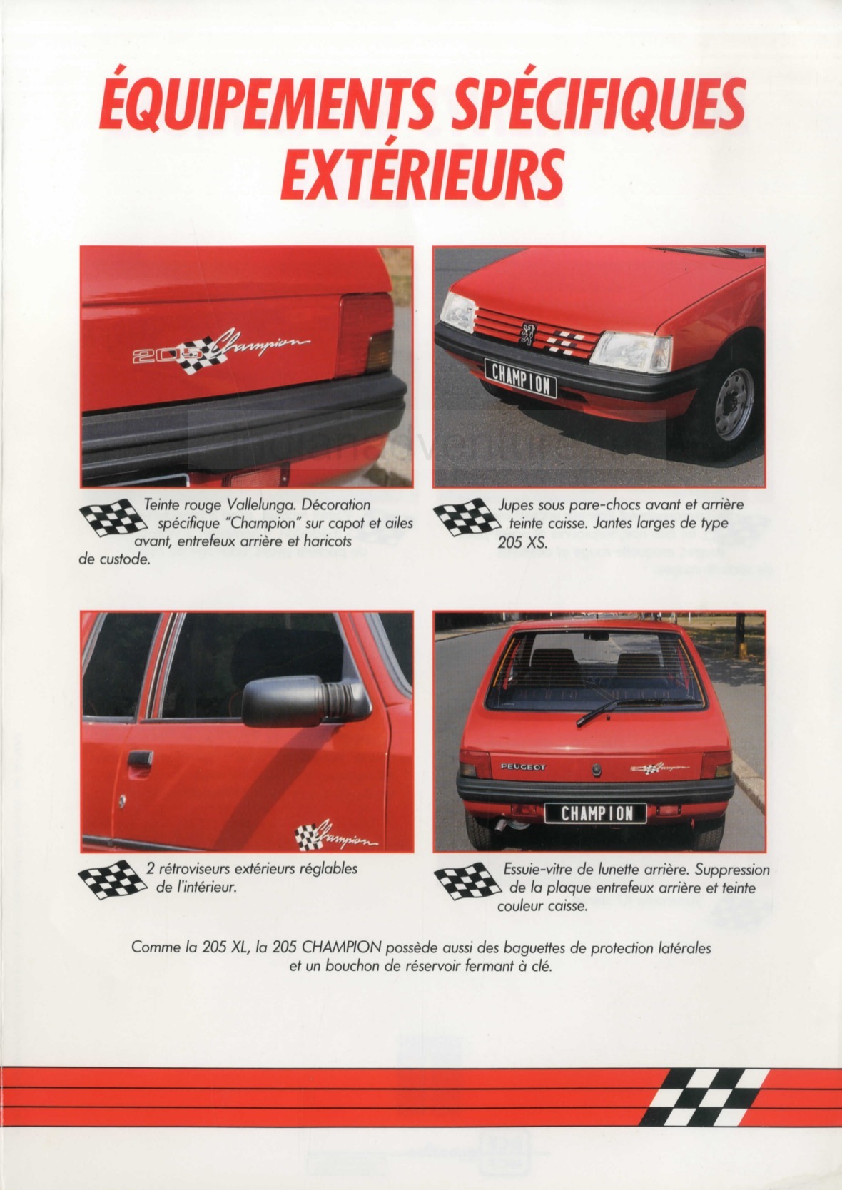 Brochure "Performances" Peugeot 205 Champion (France)
