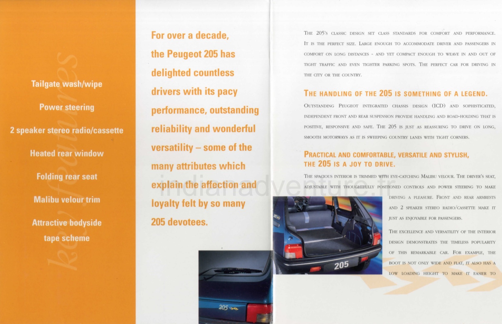 Brochure Peugeot 205 de 1996 (Royaume-Uni)