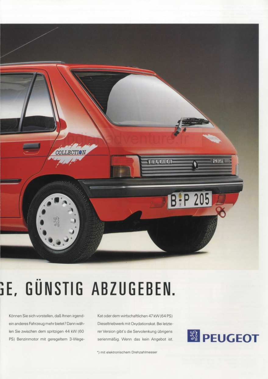 Brochure Peugeot 205 Collection (Allemagne)
