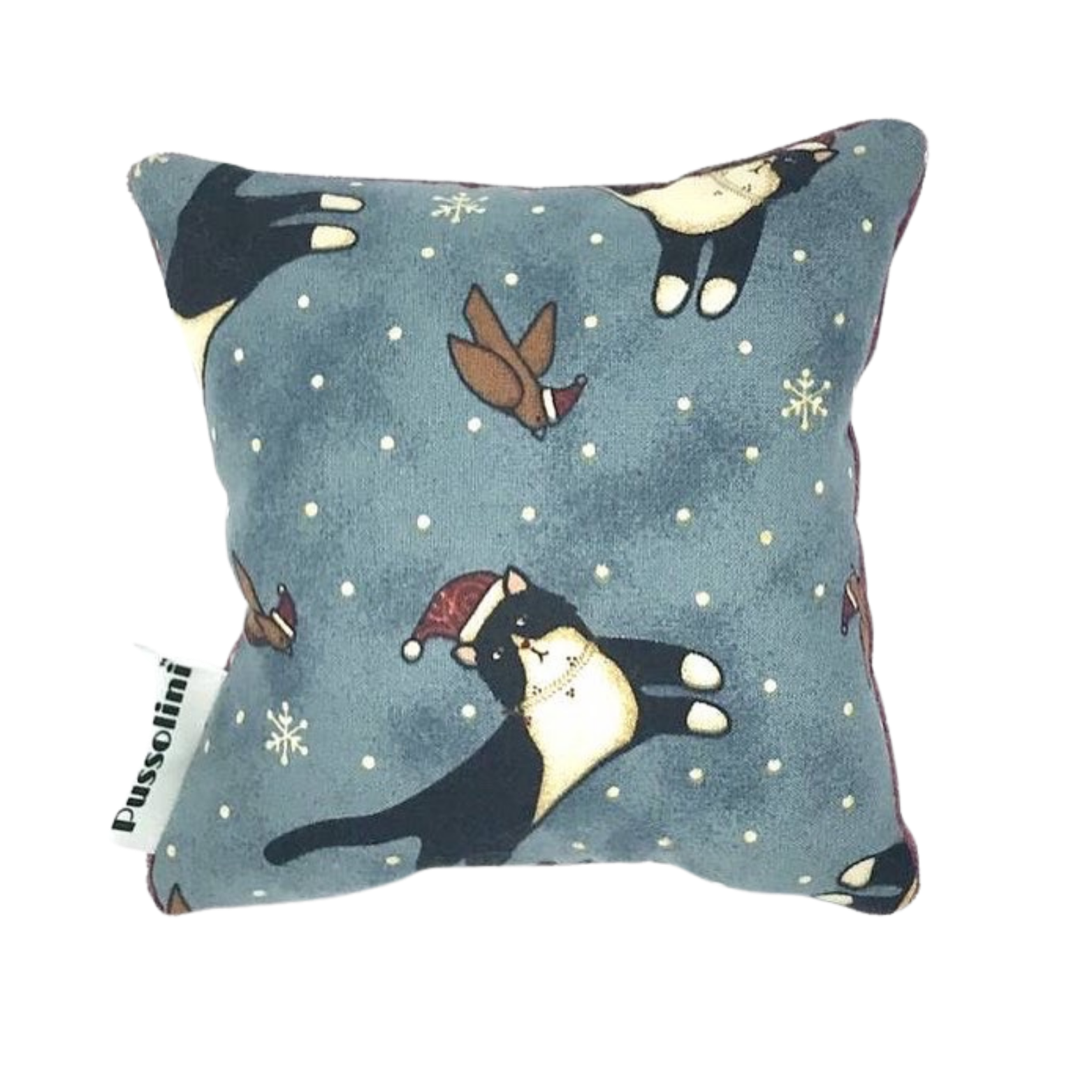 Pussolini Christmas Cat vintage blue