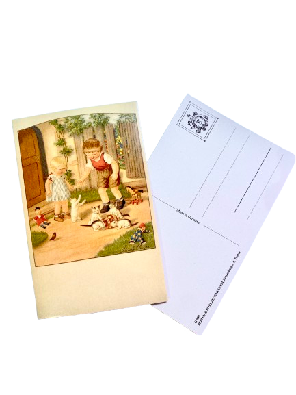 Postcard Vintage kids & kittens