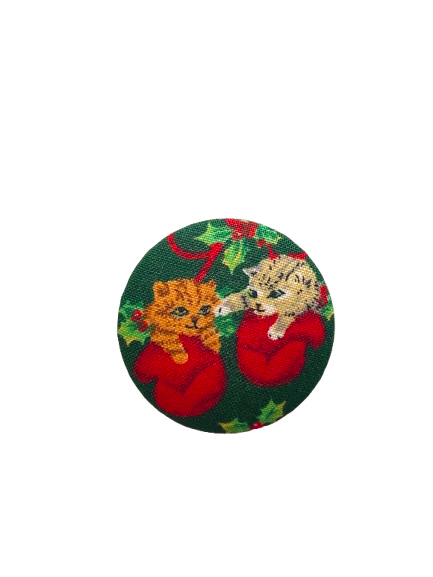 Pussolini ™ fabric Christmas pin