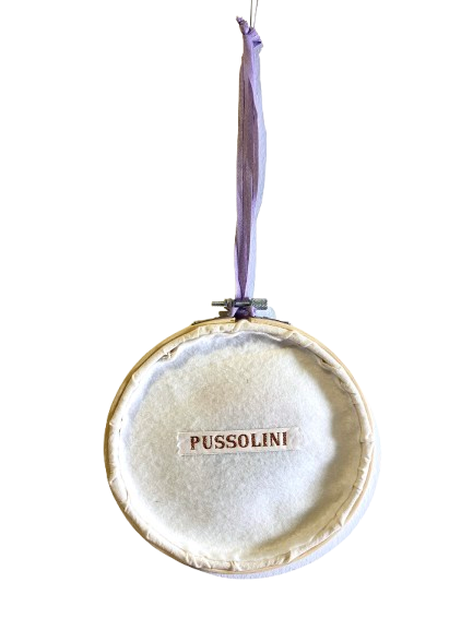 Pussolini™ embroidery art: Cat hair is my glitter (lilac)