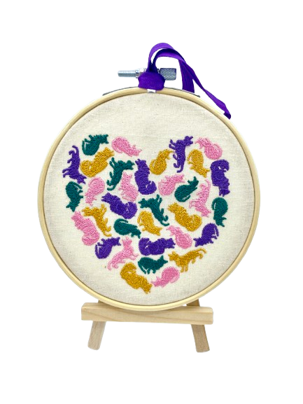 Pussolini™ embroidery art: Heart of cats