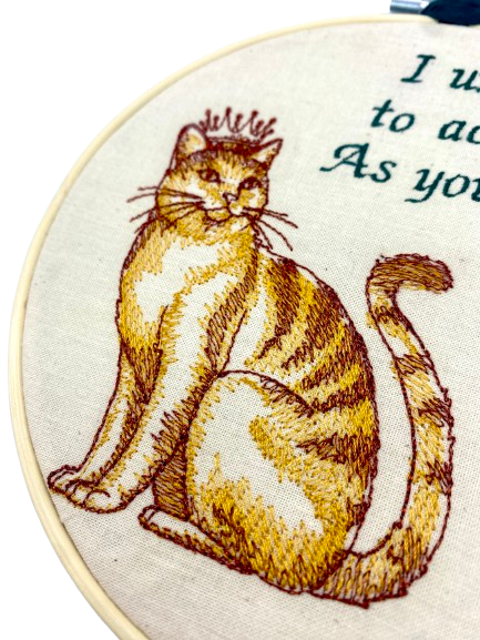 Pussolini™embroidery art: Queen of cats