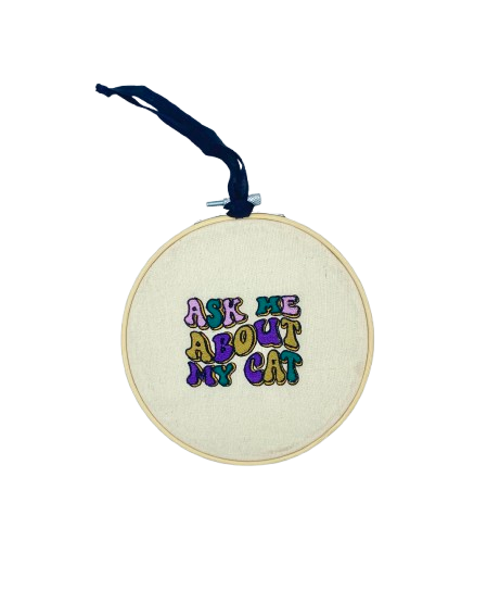 Pussolini™embroidery art: Ask me about my cat