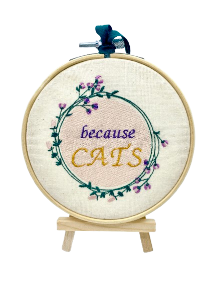 Pussolini™borduurkunst: Because Cats (paars)