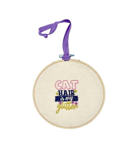 Pussolini™ borduurkunst: kattenhaar is mijn glitter (lila)