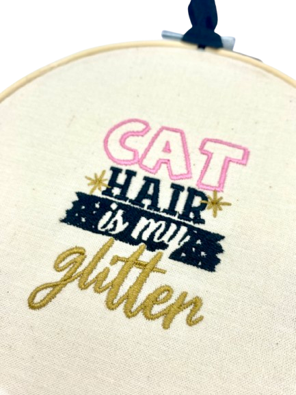 Pussolini™ borduurkunst: kattenhaar is mijn glitter (zwart)