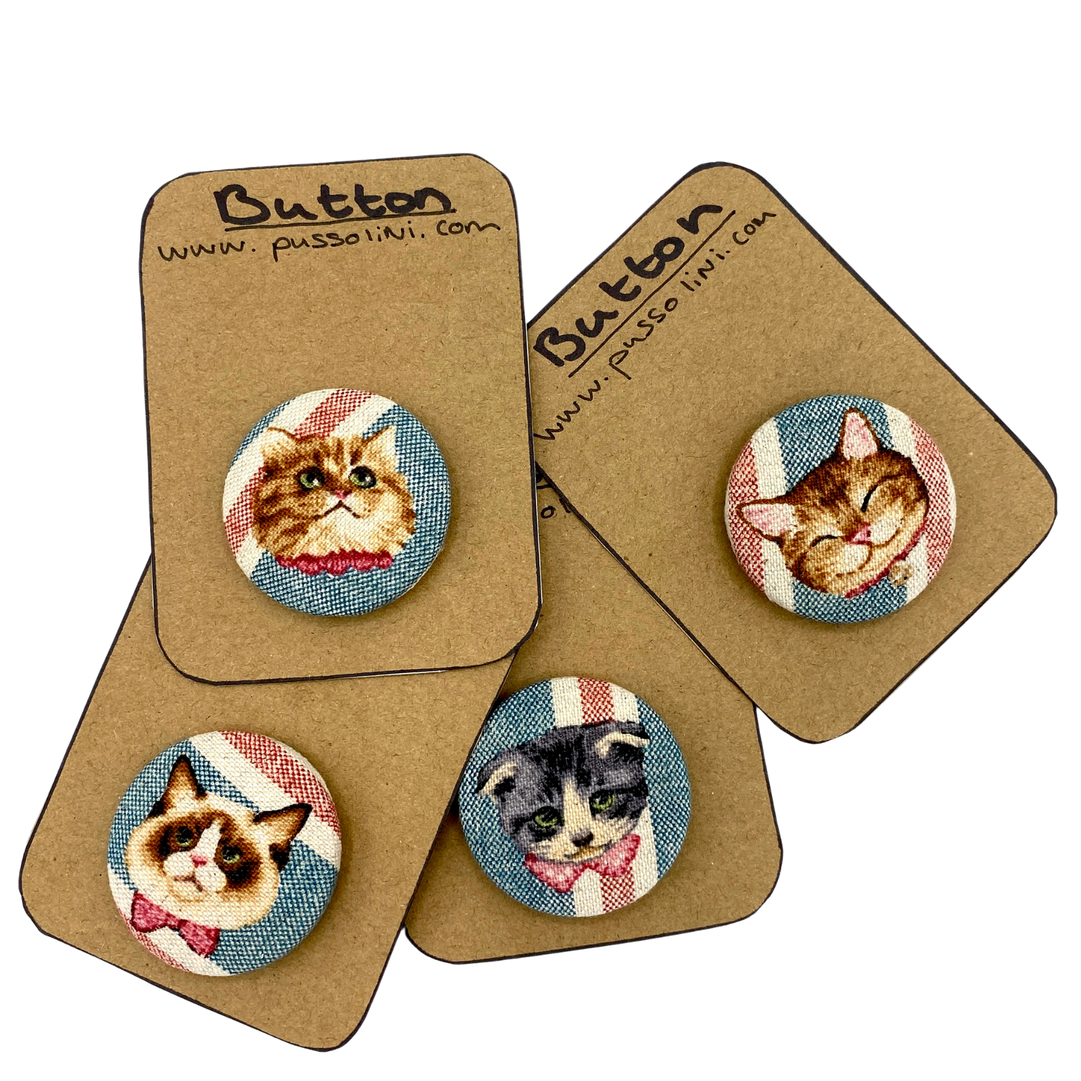 Pussolini™ stoffen button: rode cyper poes