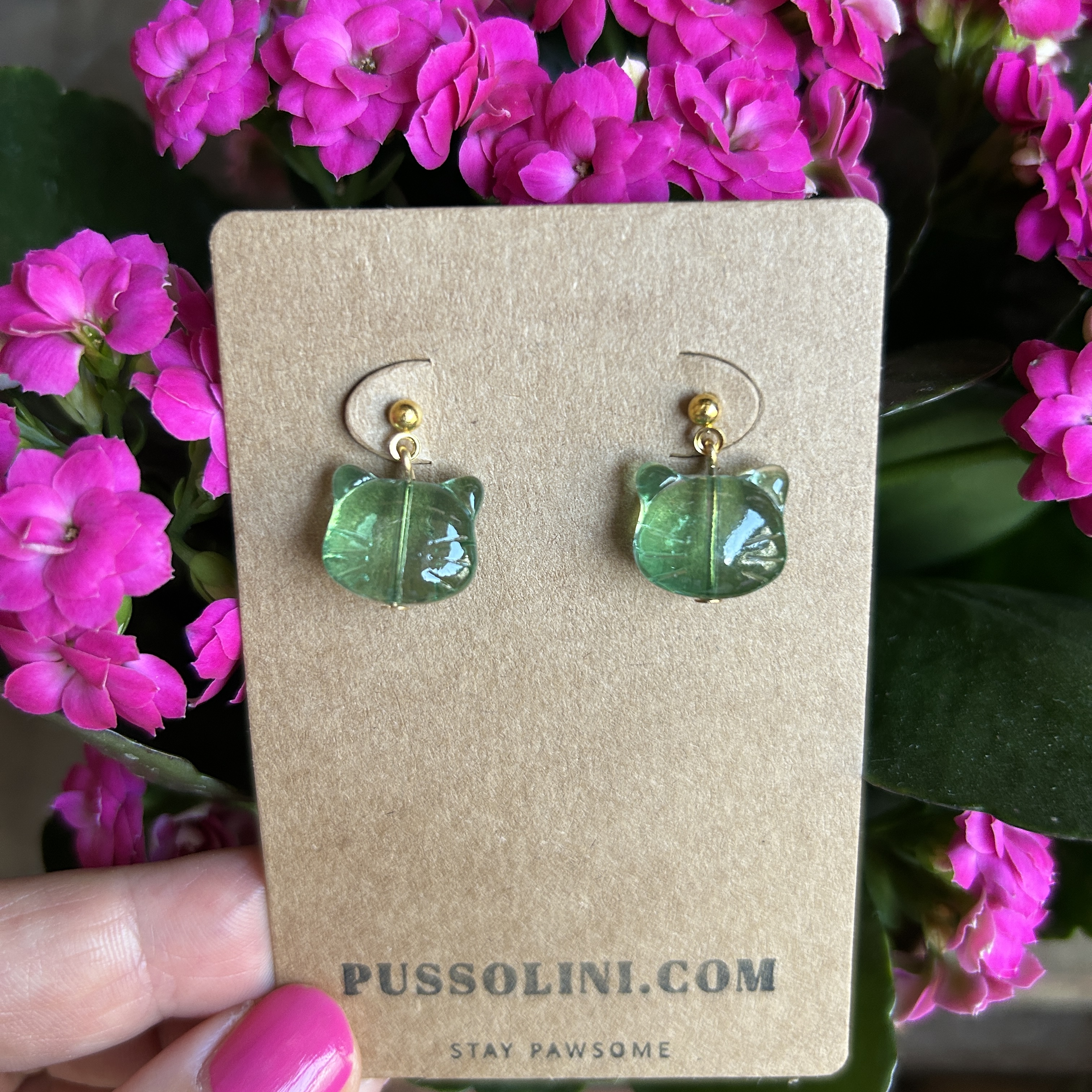 Pussolini™ jewelry: green cats