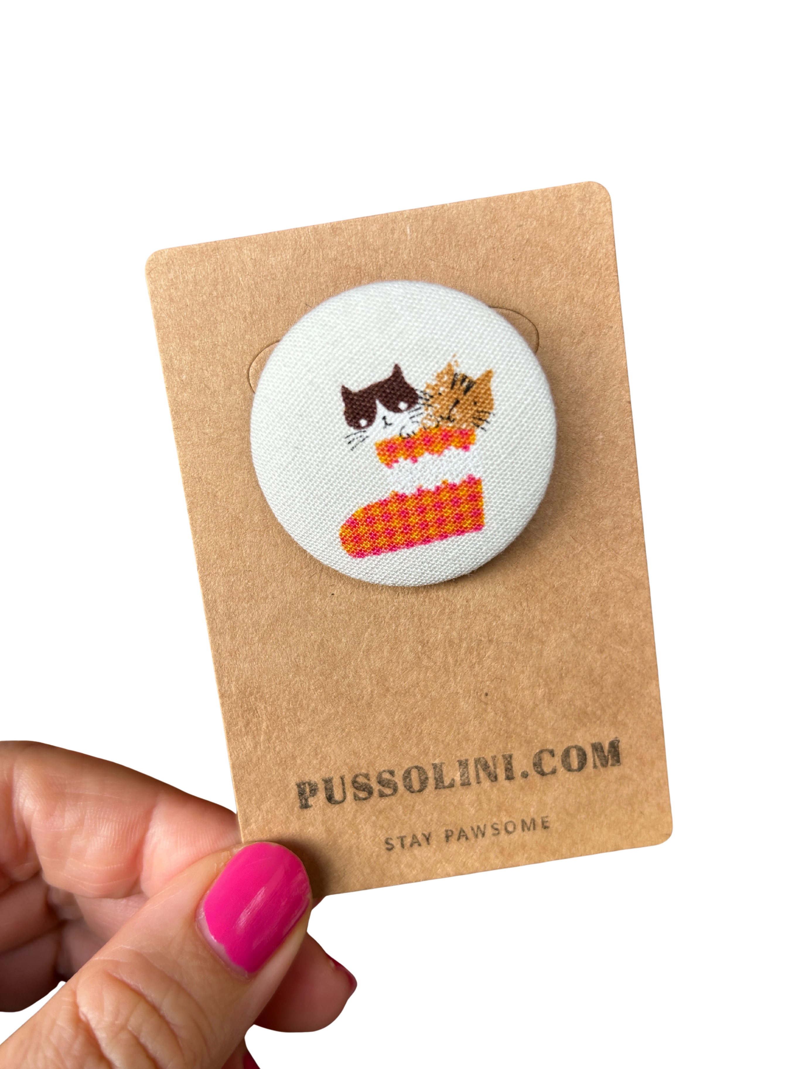 Pussolini™ stoffen button