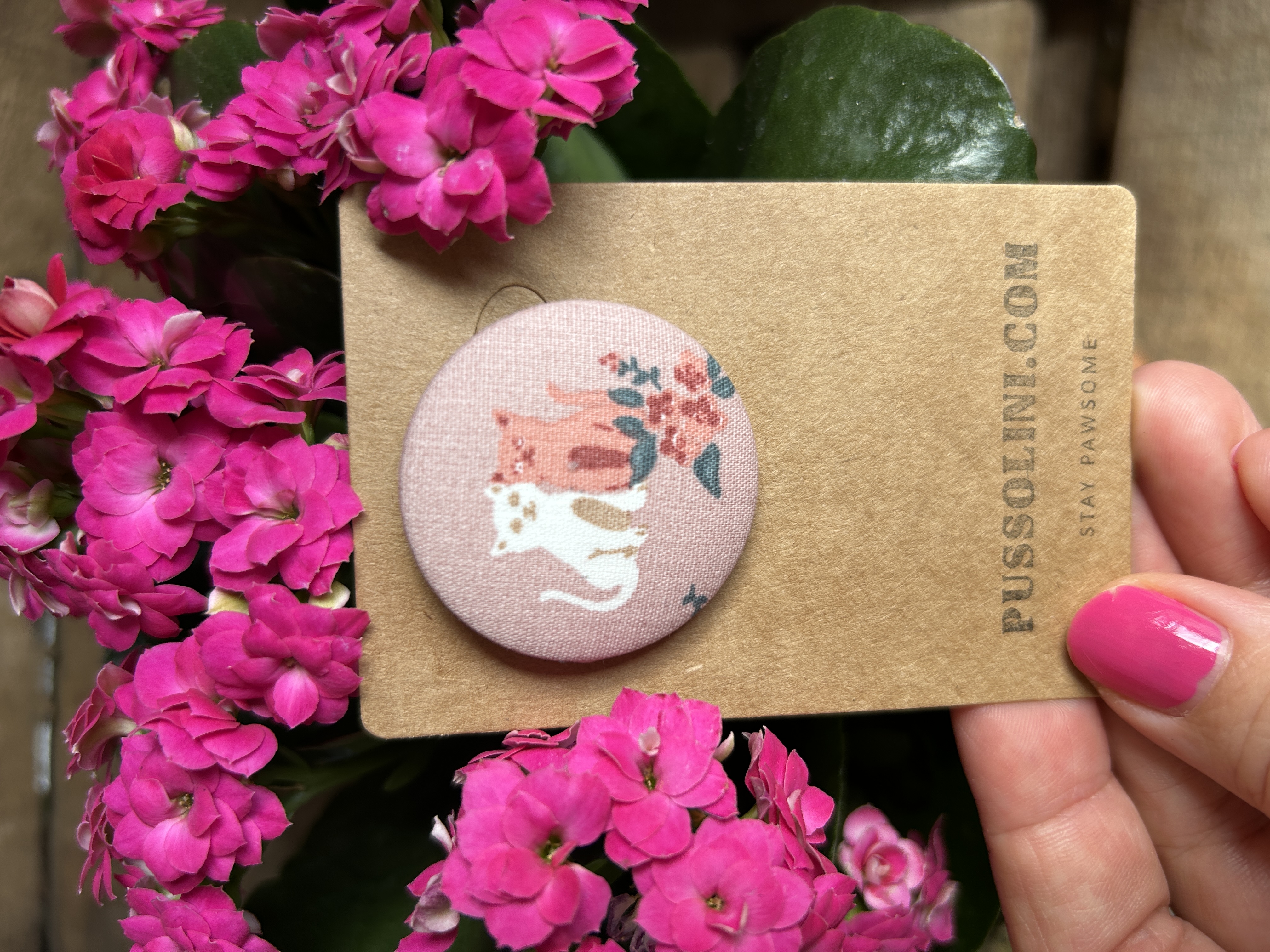 Pussolini™ stoffen button