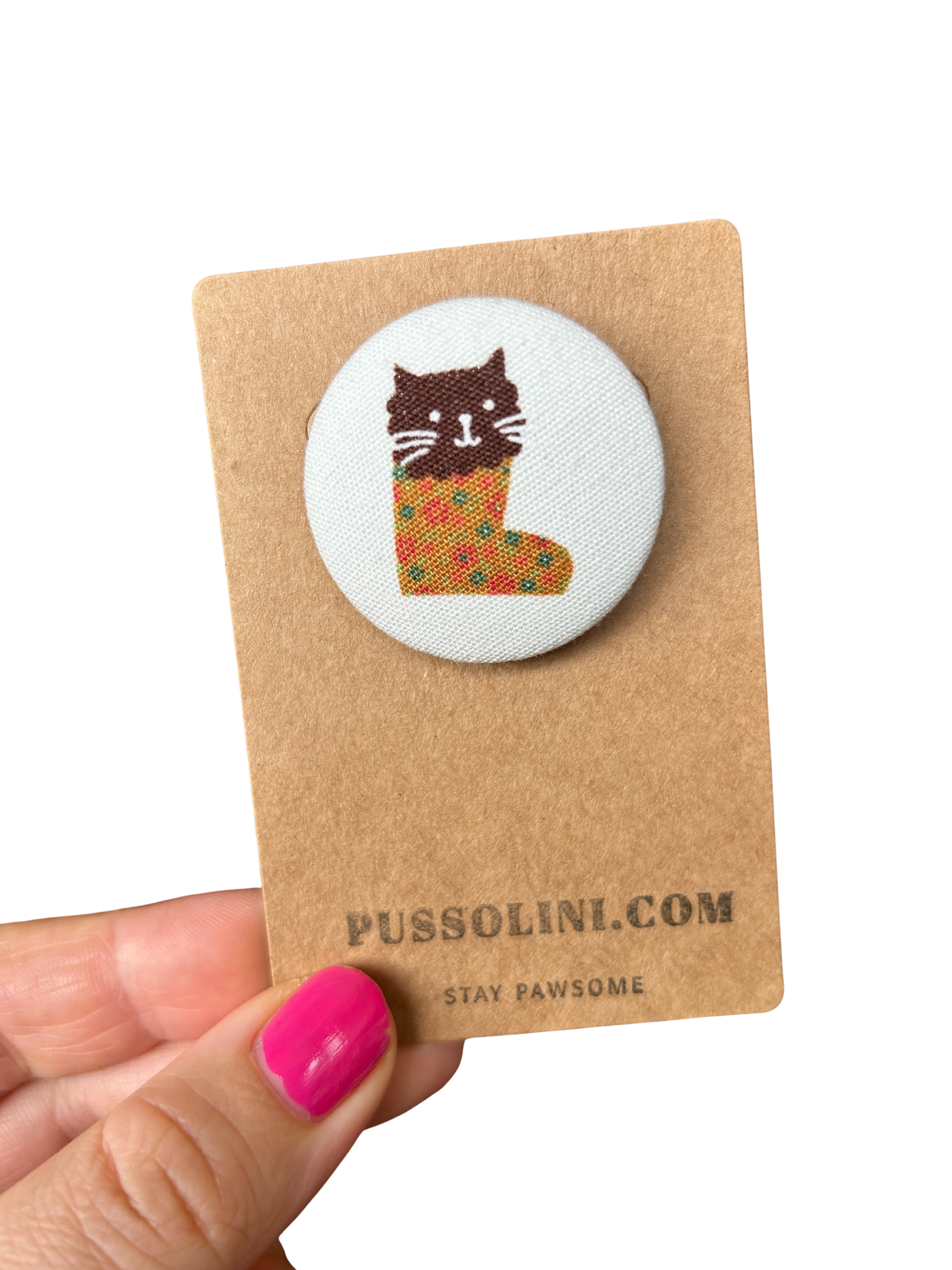 Pussolini™ stoffen button
