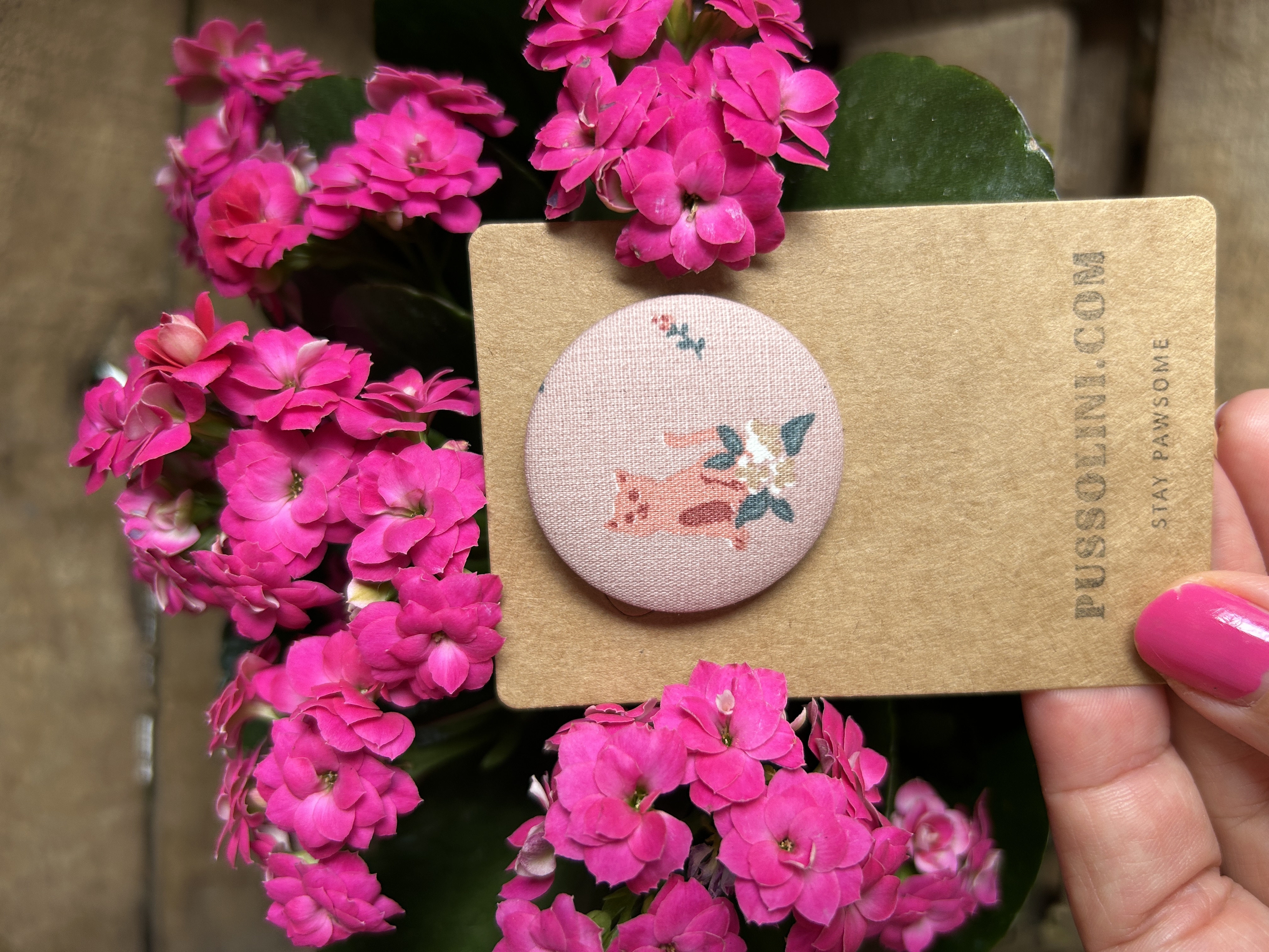 Pussolini™ stoffen button