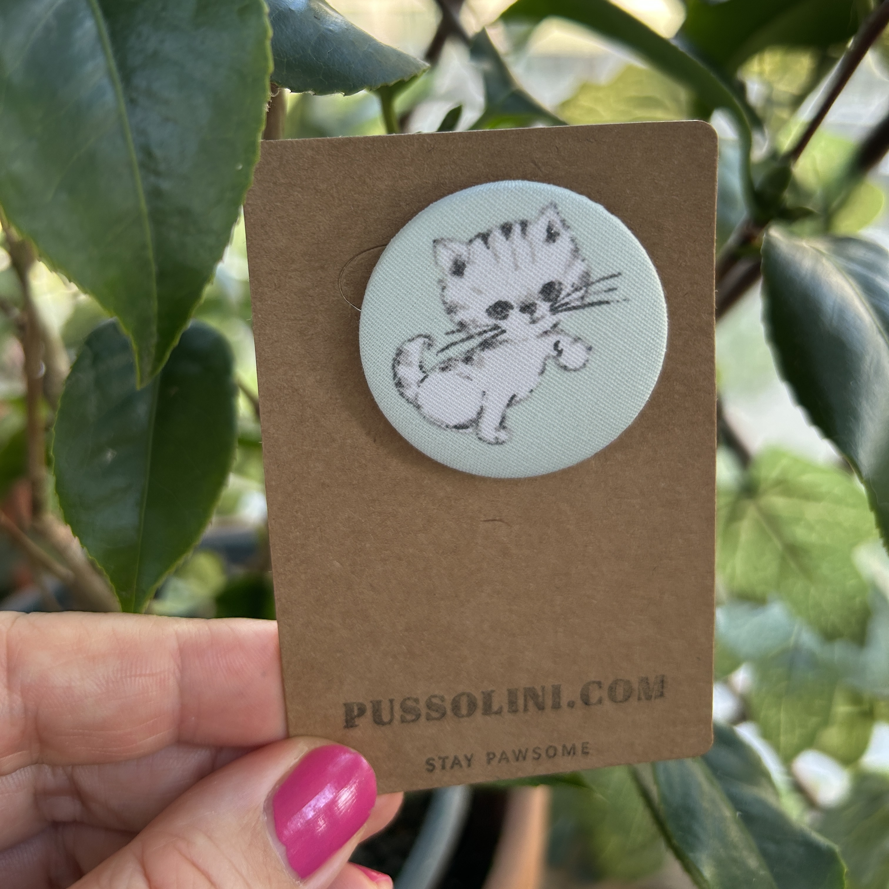 Pussolini™ stoffen button