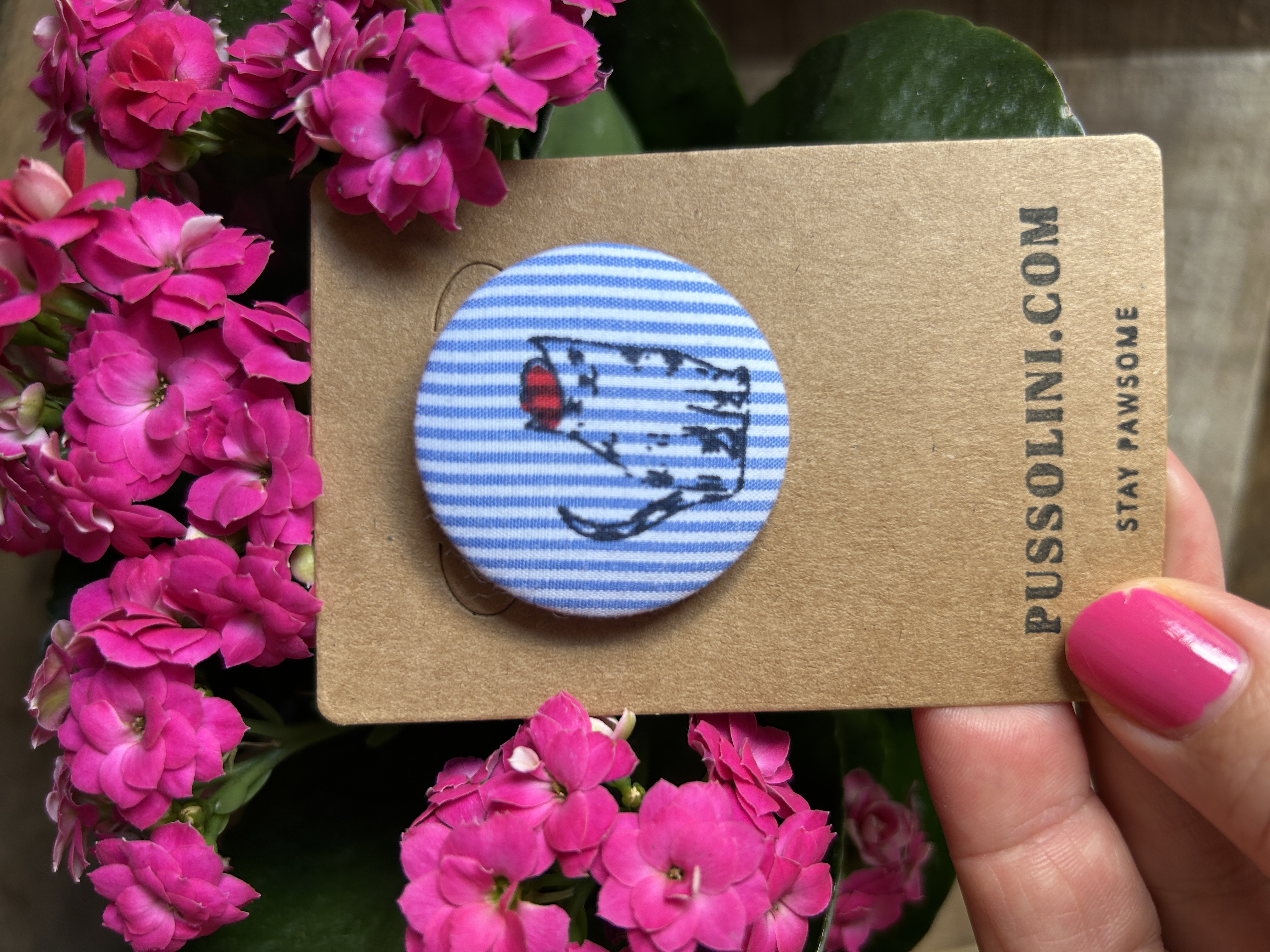 Pussolini™ stoffen button
