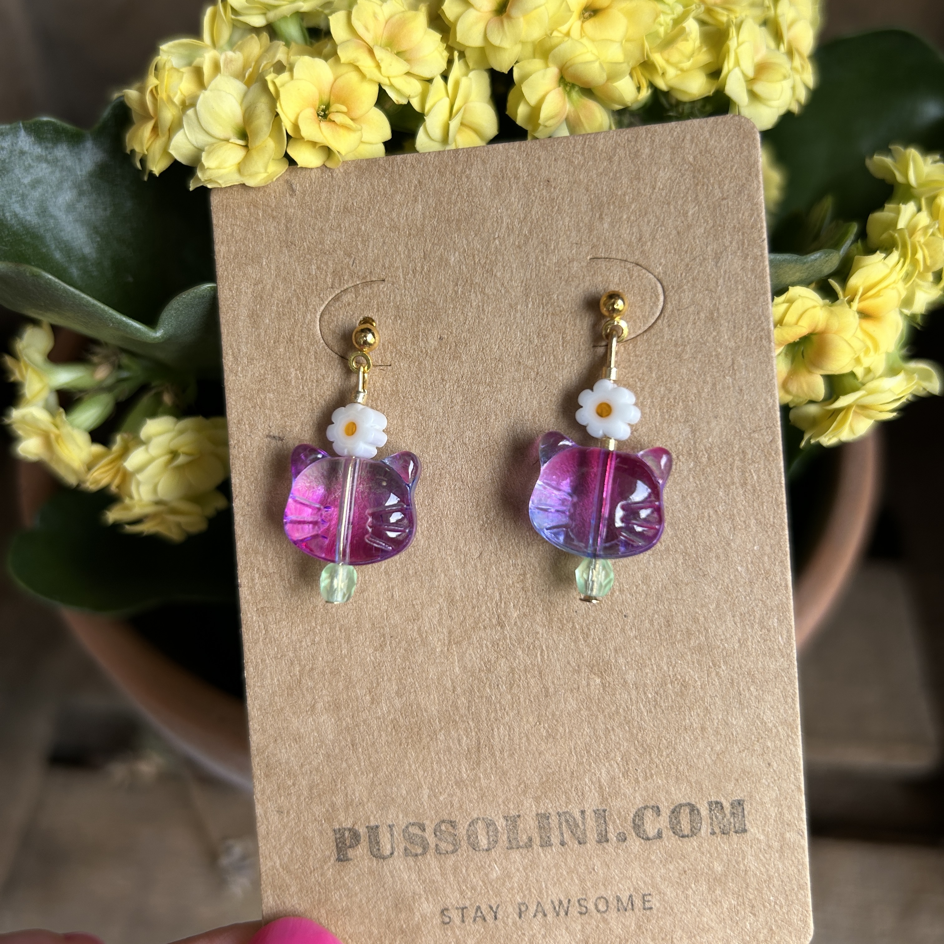 Pussolini™ jewelry: purple-blue cats