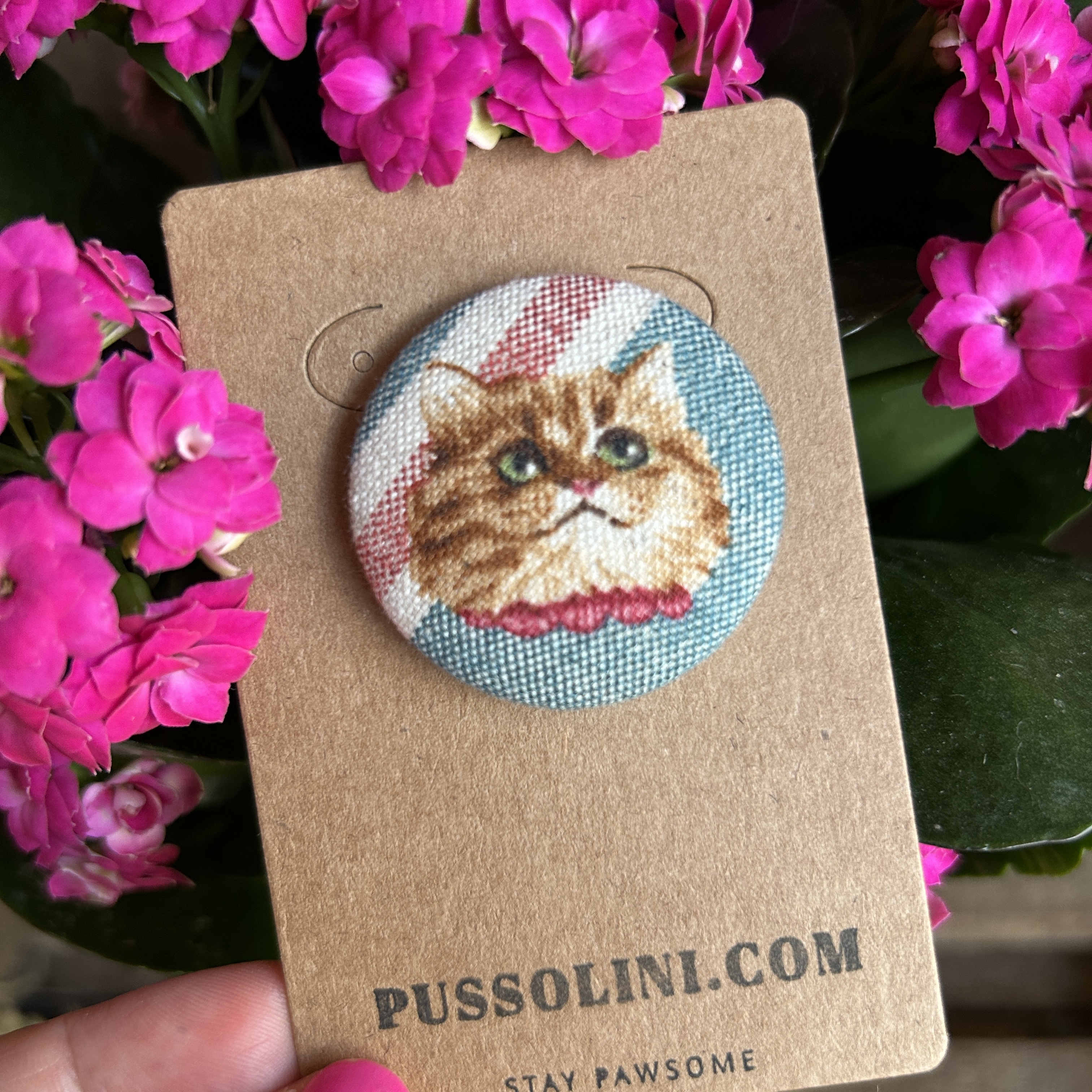Pussolini™ stoffen button