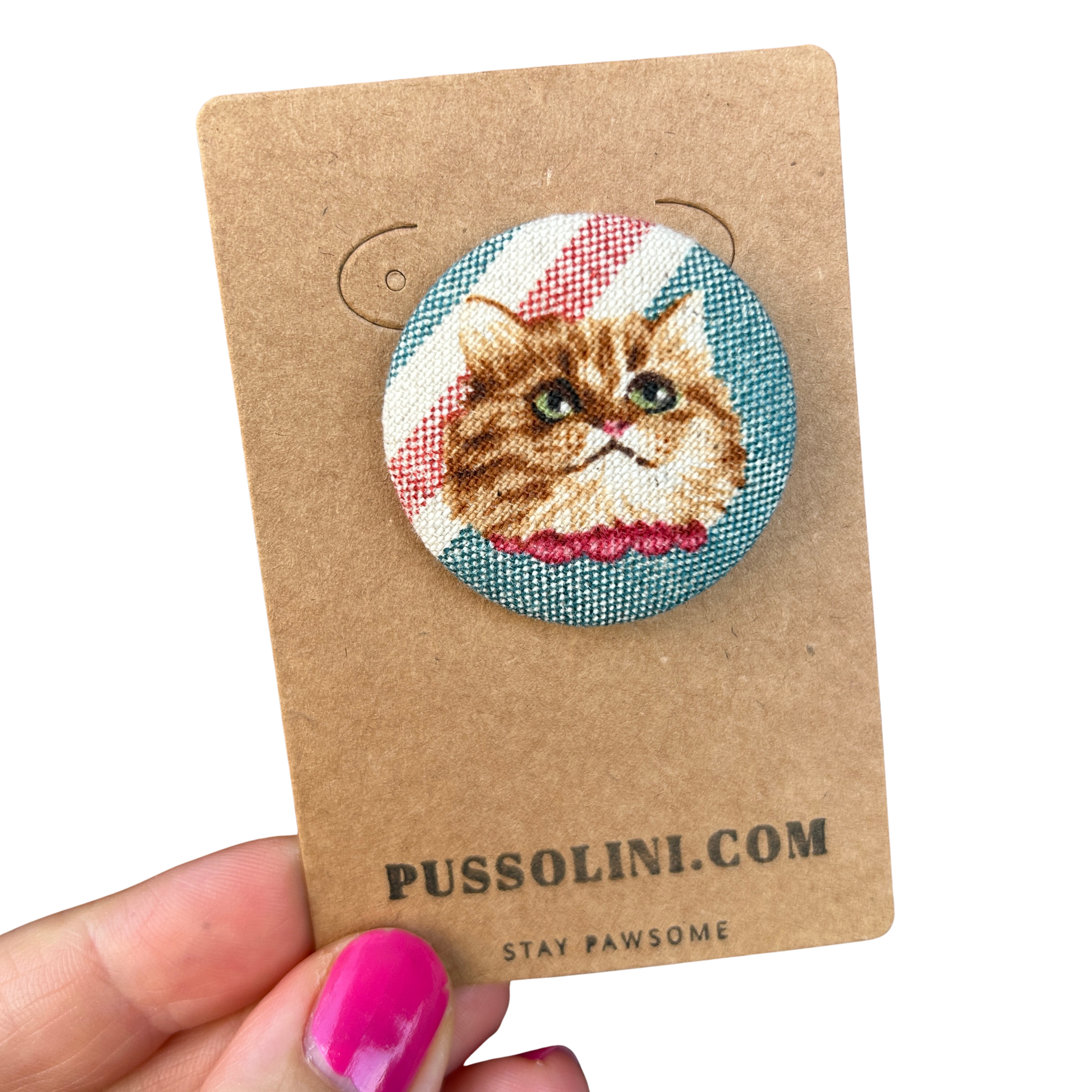 Pussolini™ stoffen button
