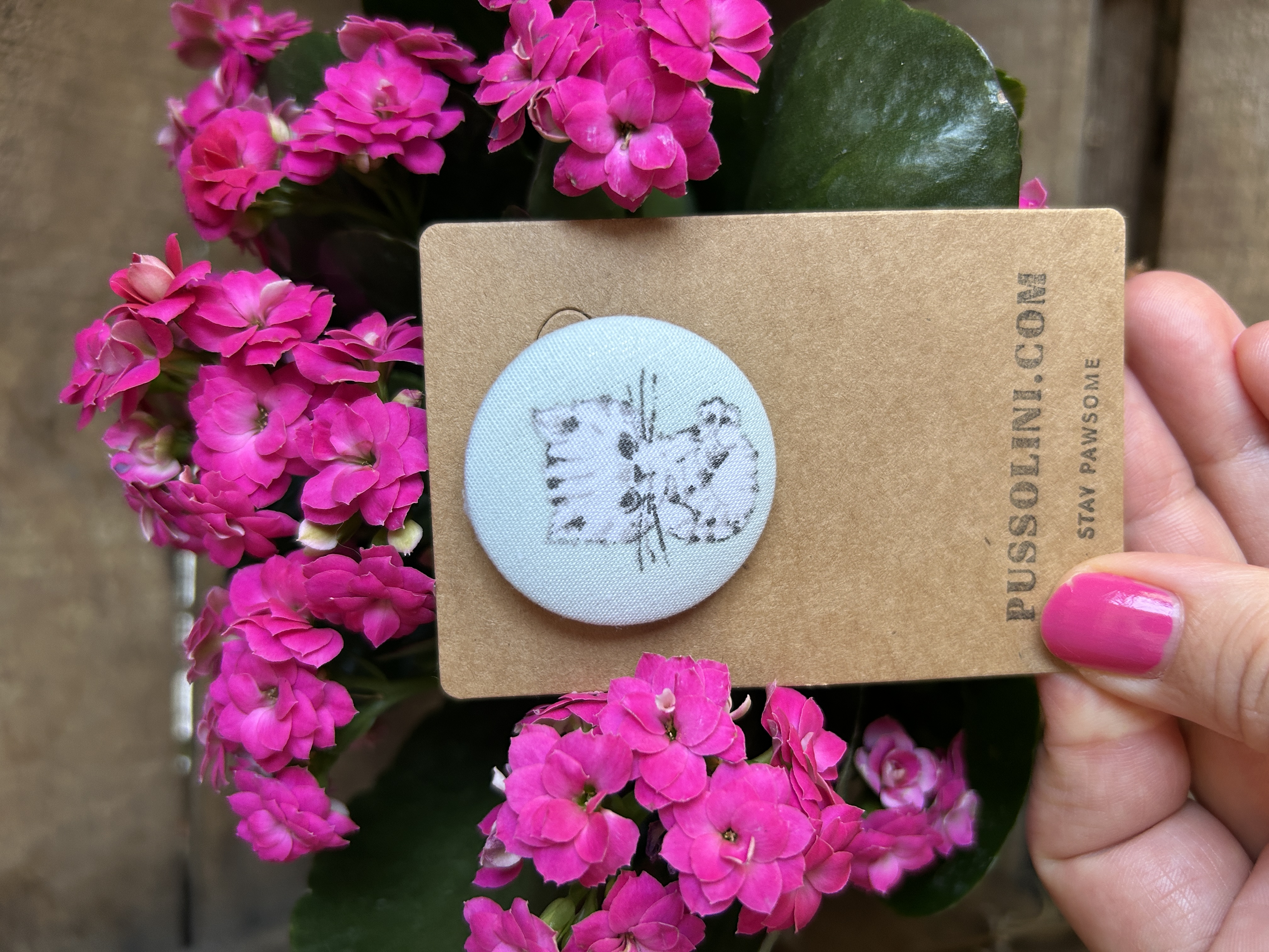 Pussolini™ stoffen button