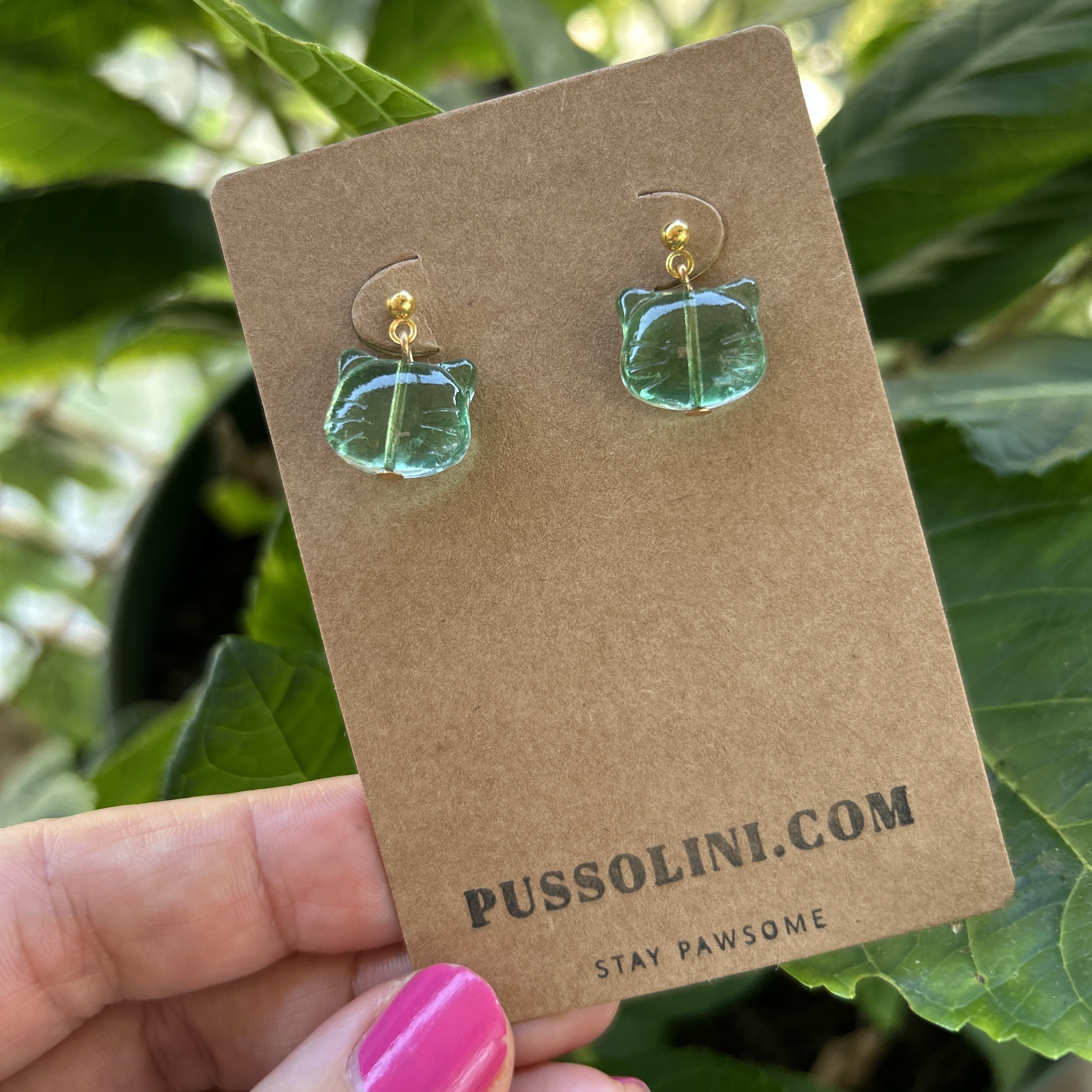 Pussolini™ jewelry: green cats