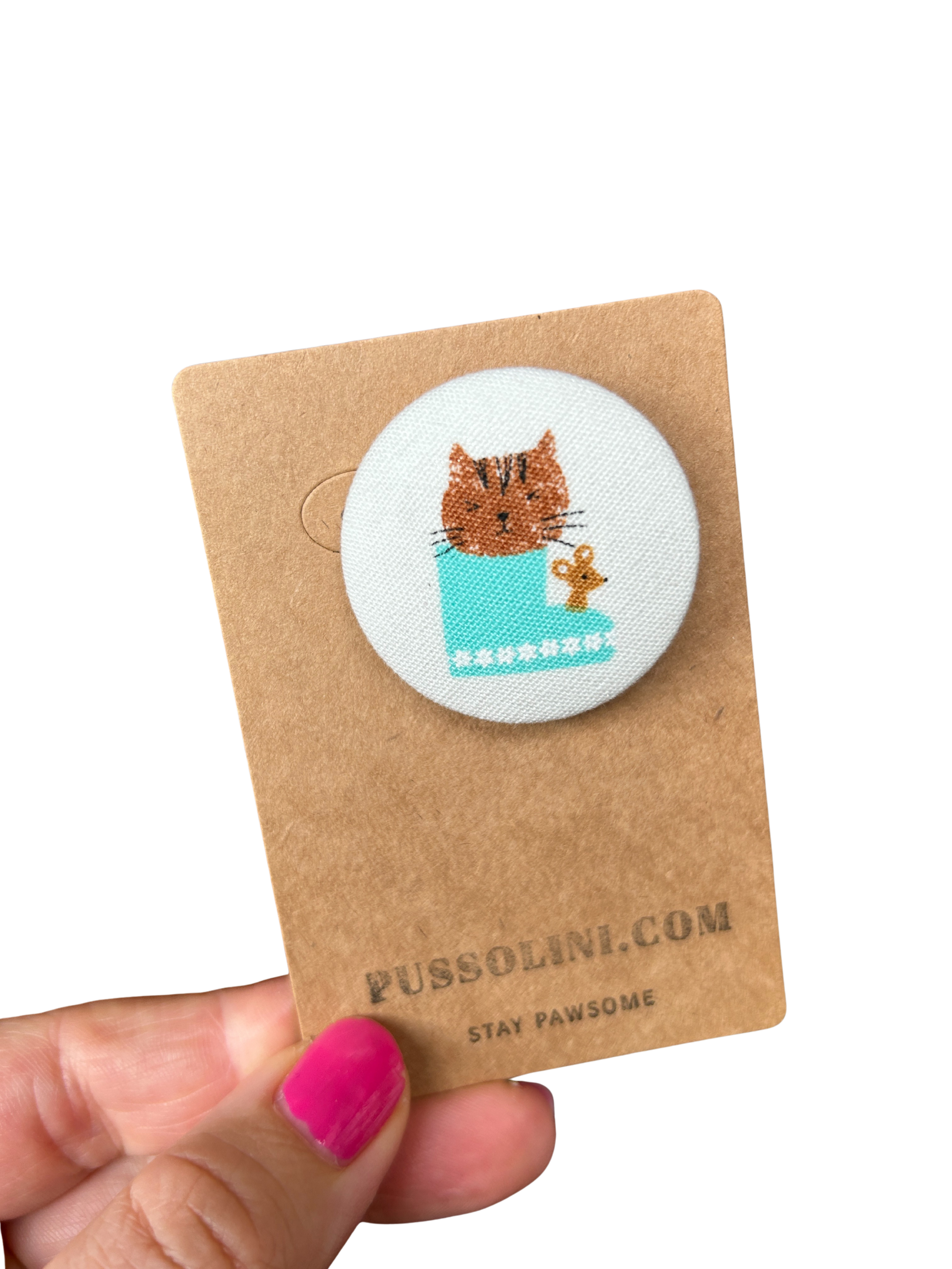 Pussolini™ stoffen button