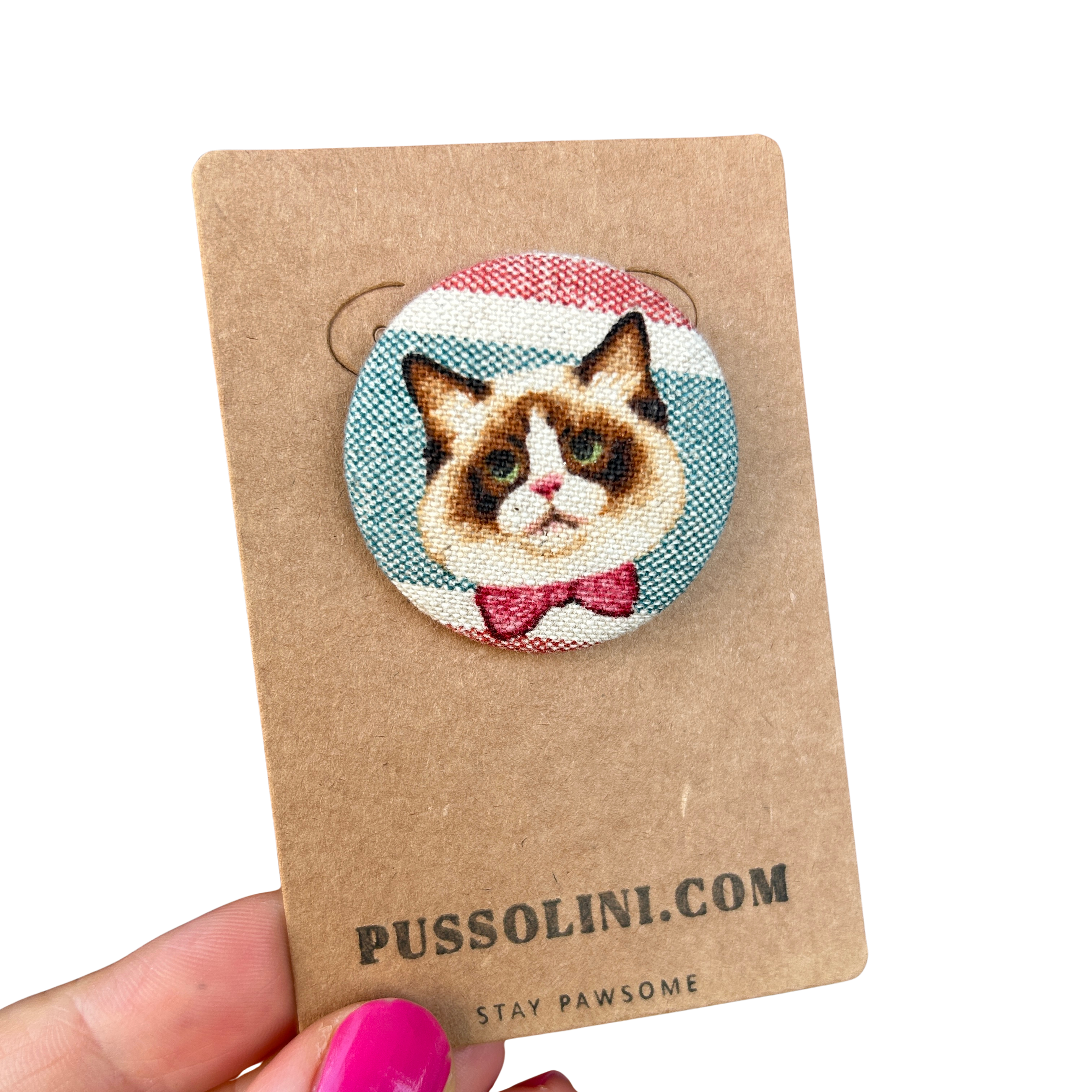 Pussolini™ stoffen button